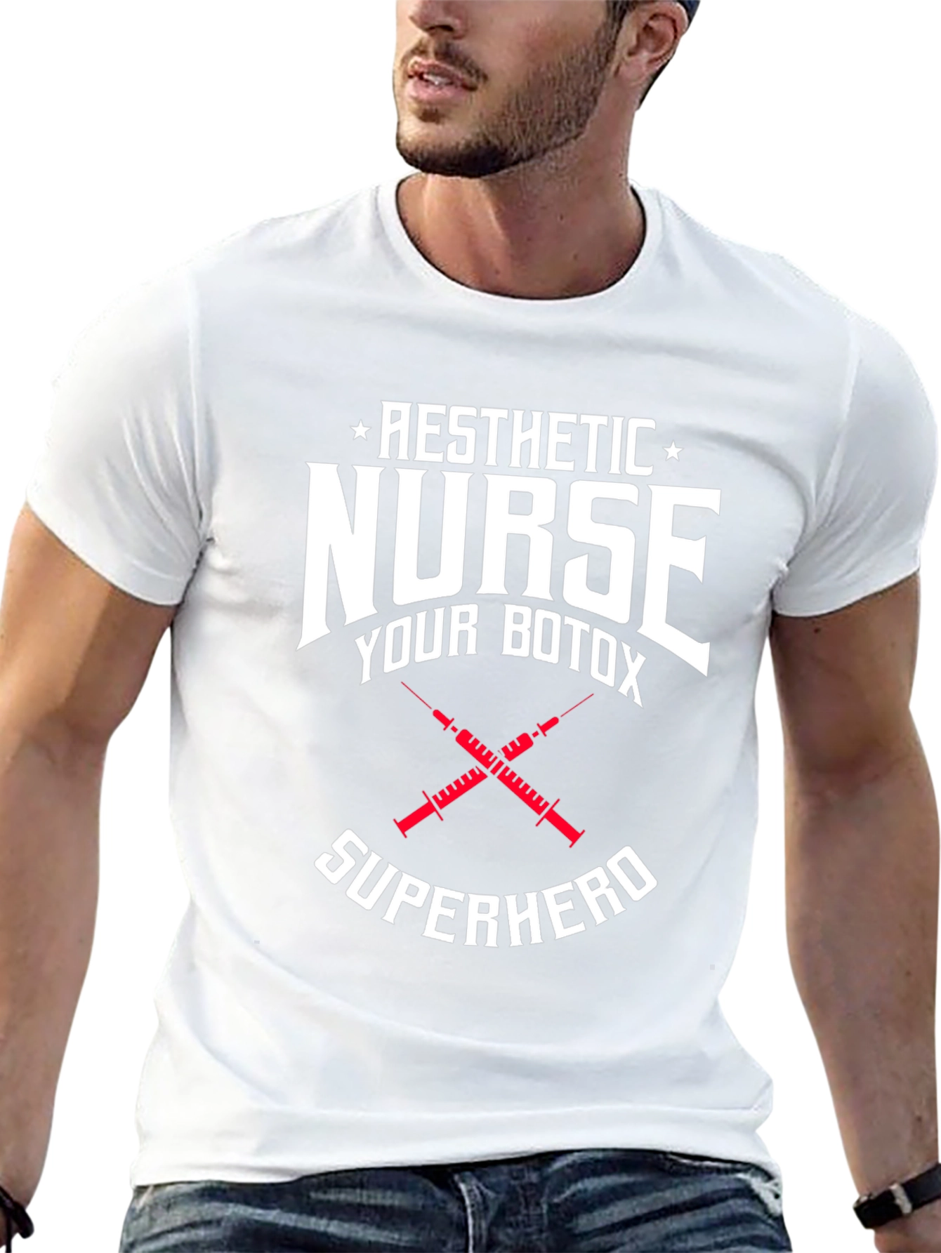 Black Aesthetic Nurse Botox Superhero Graphic T-Shirt view 13