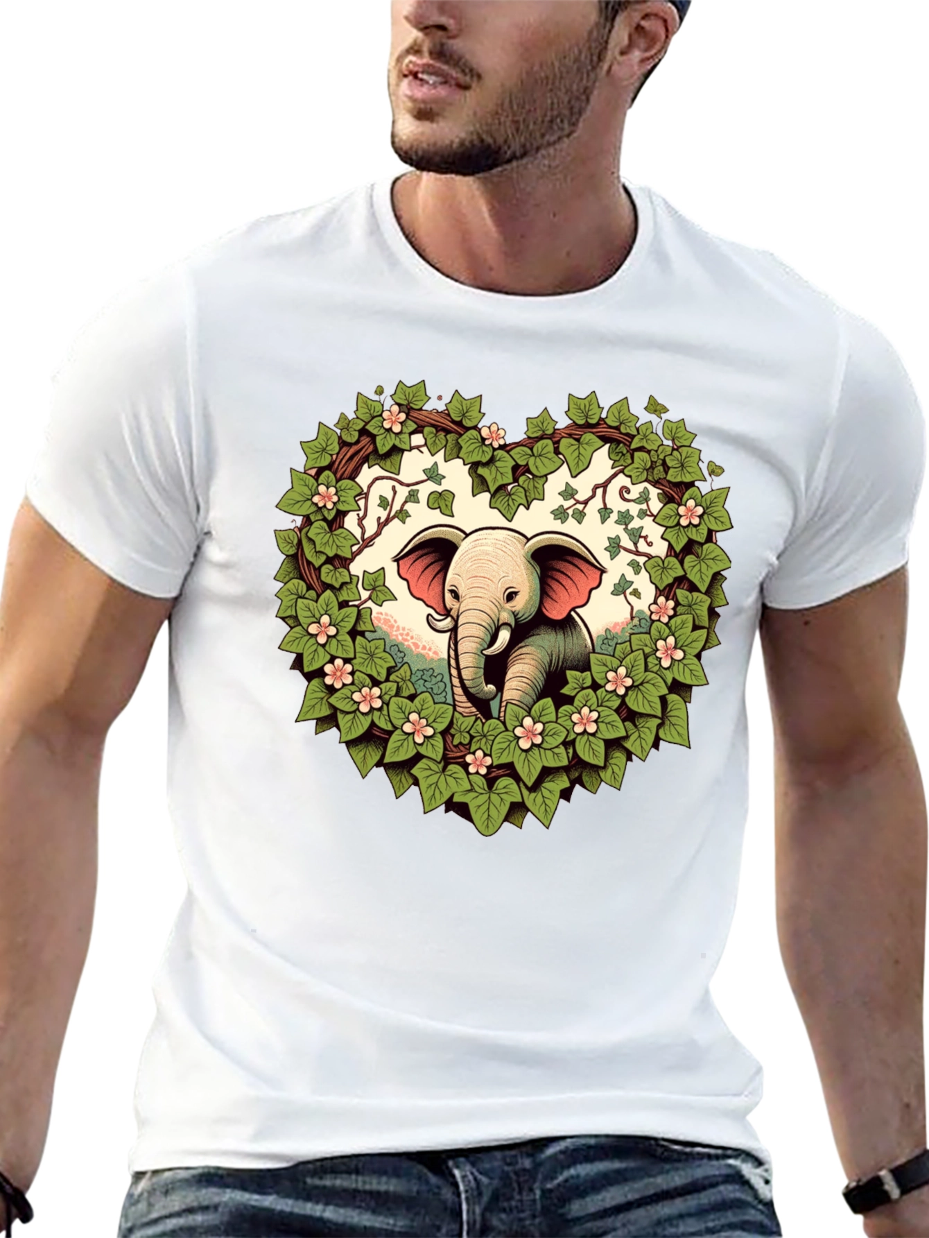 Black Elephant Love Tee - Heart Wreath Design view 13