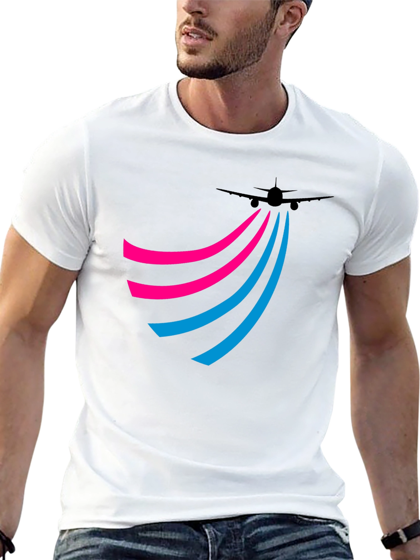 Black Airplane Trail Tee - Jet Setter Style! view 13