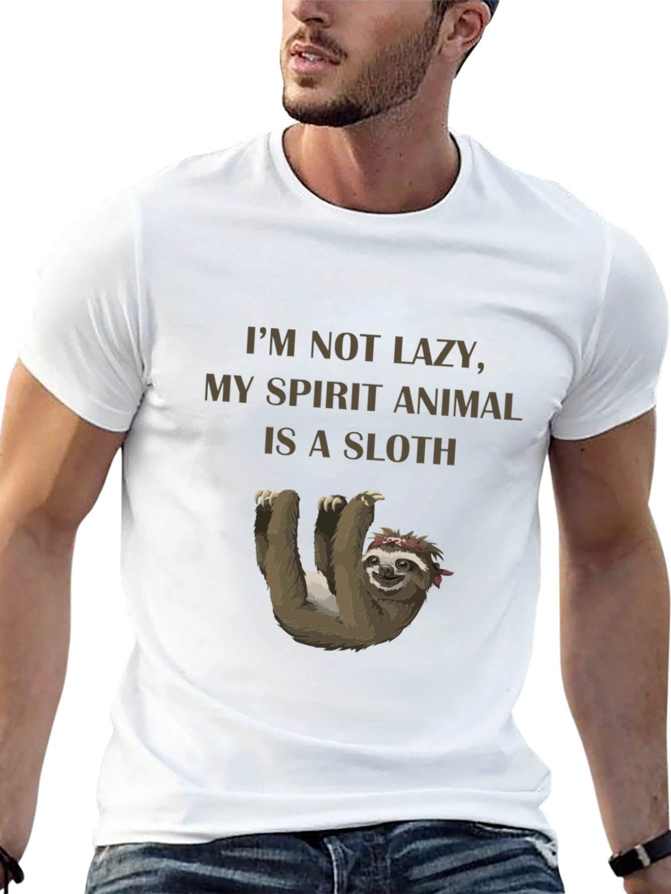 Black I'm Not Lazy Sloth Graphic T-Shirt view 13