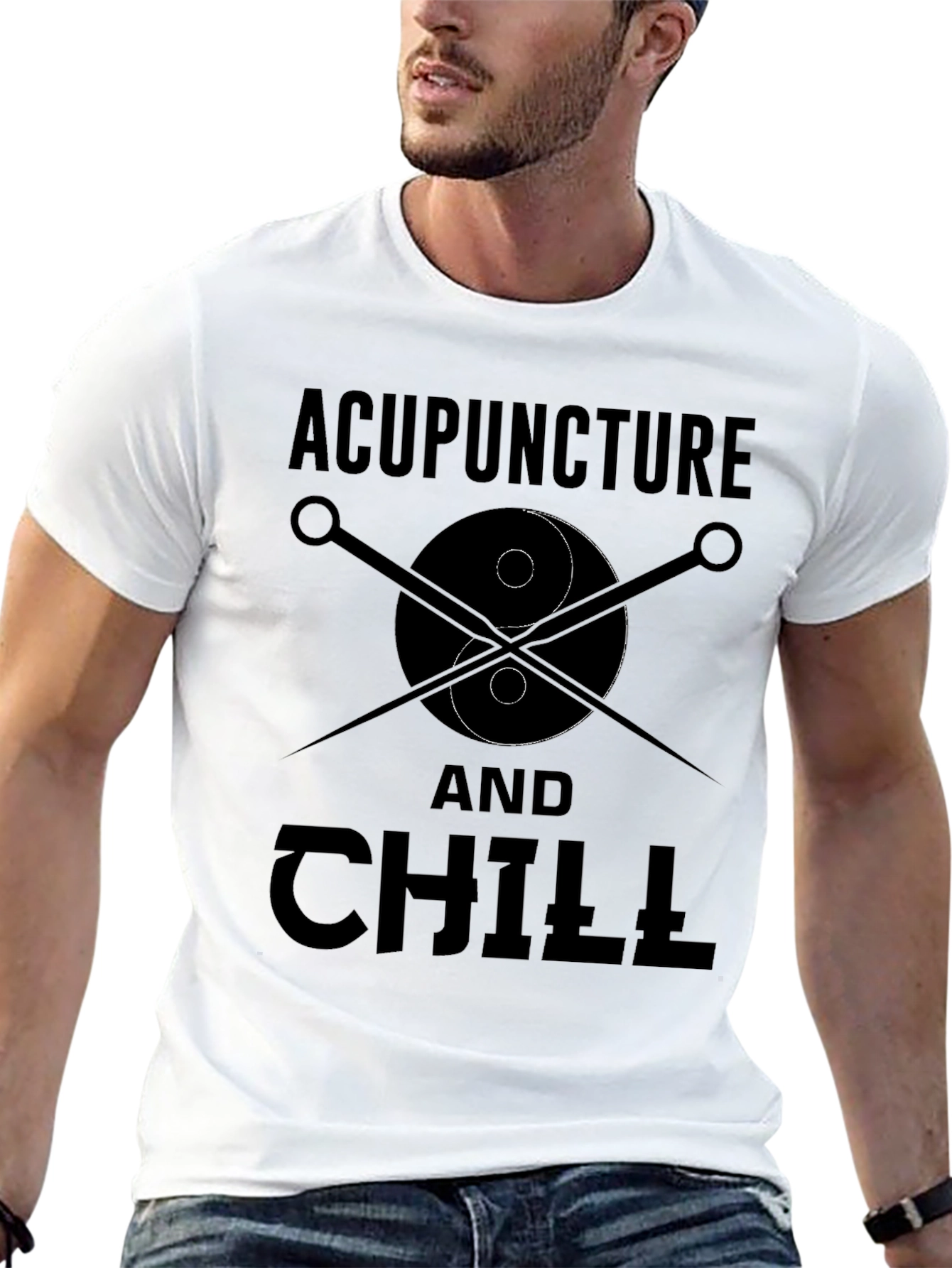 Black Acupuncture and Chill Black Graphic Tee view 13