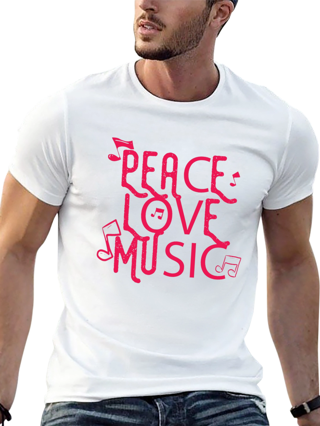 Black Peace Love Music Black Graphic T-Shirt view 13