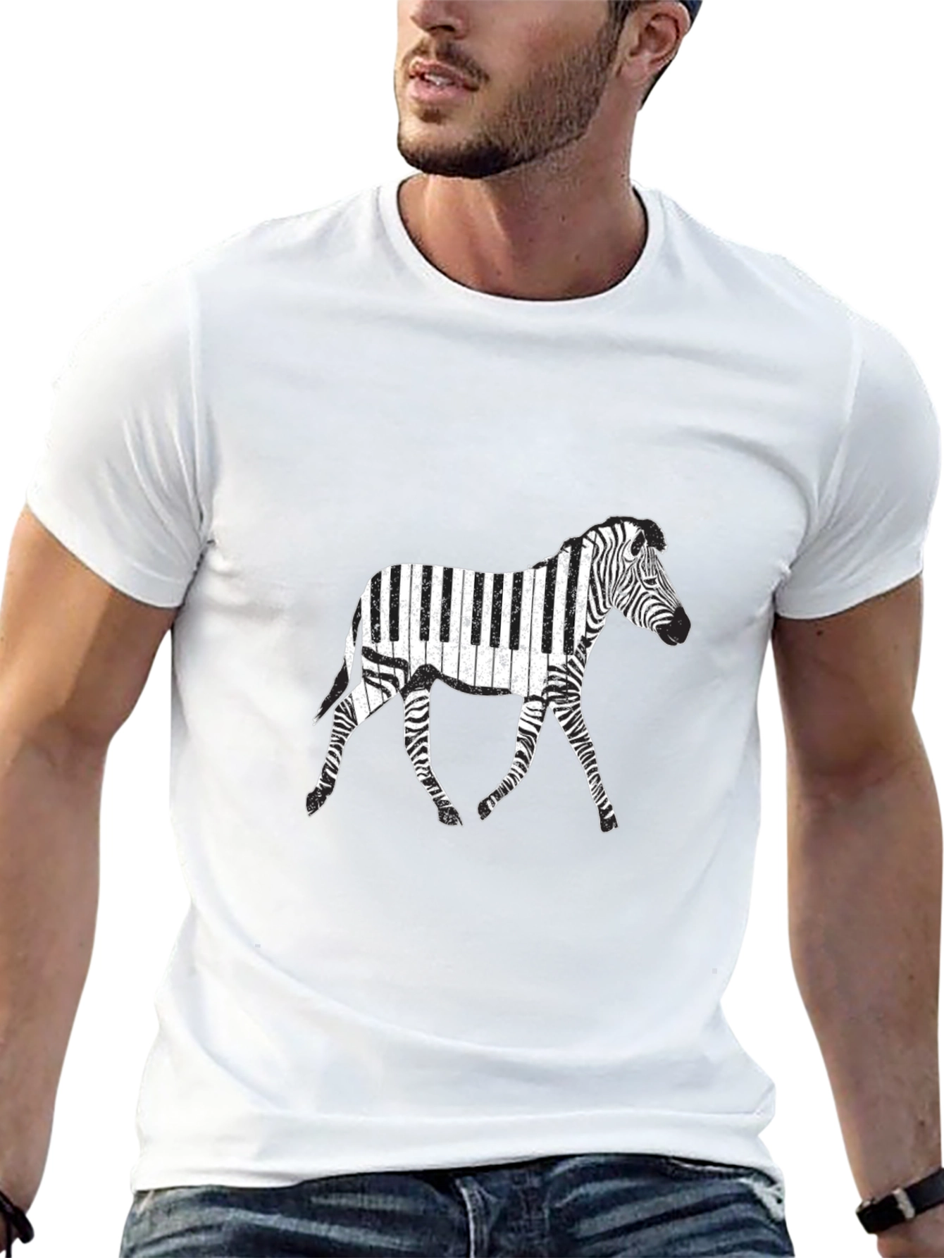 Black Piano Zebra Graphic Tee - Black view 13