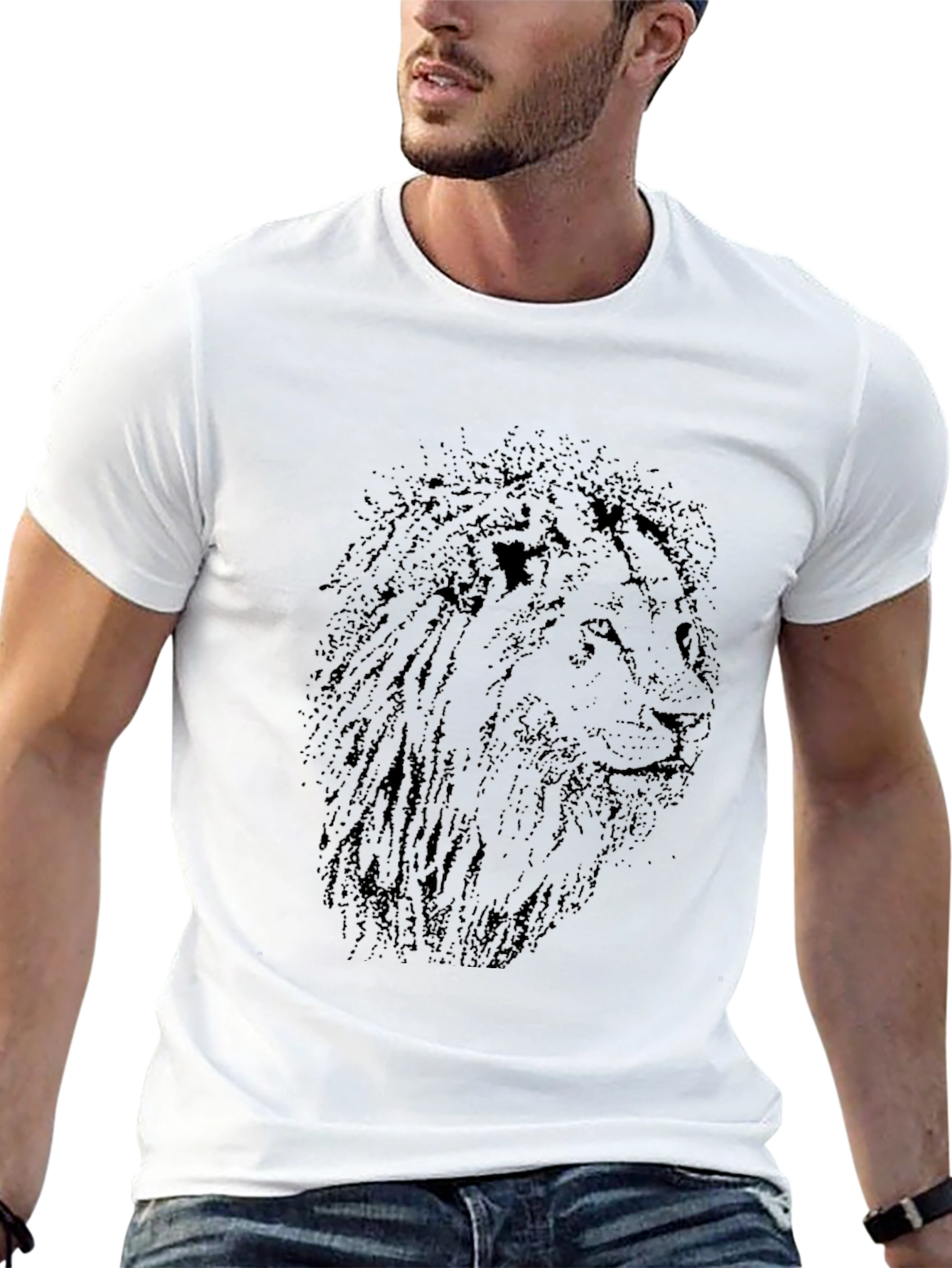Black Lion Graphic Black T-Shirt - Men's Casual Tee view 13