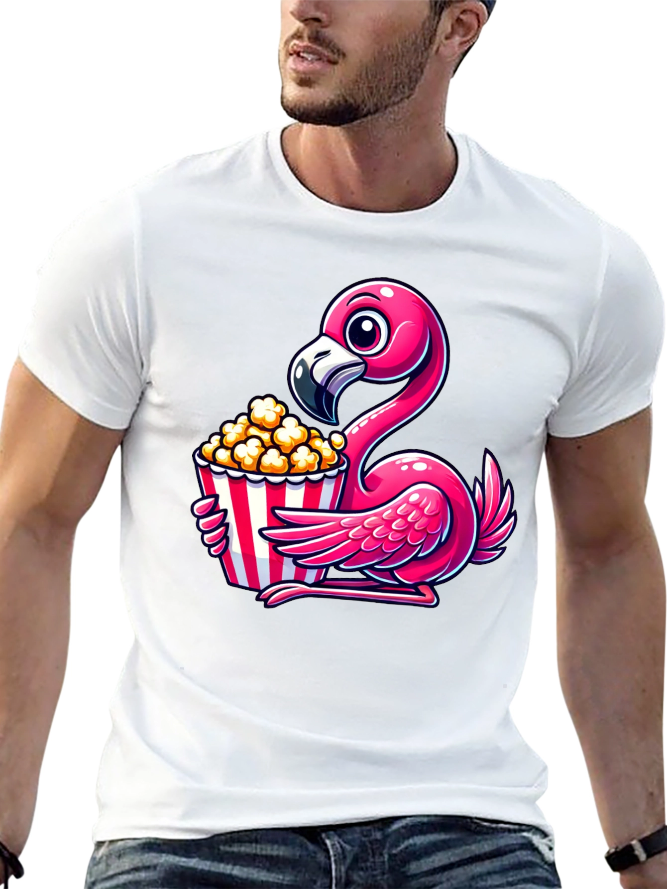 Black Flamingo Popcorn Graphic T-Shirt view 13