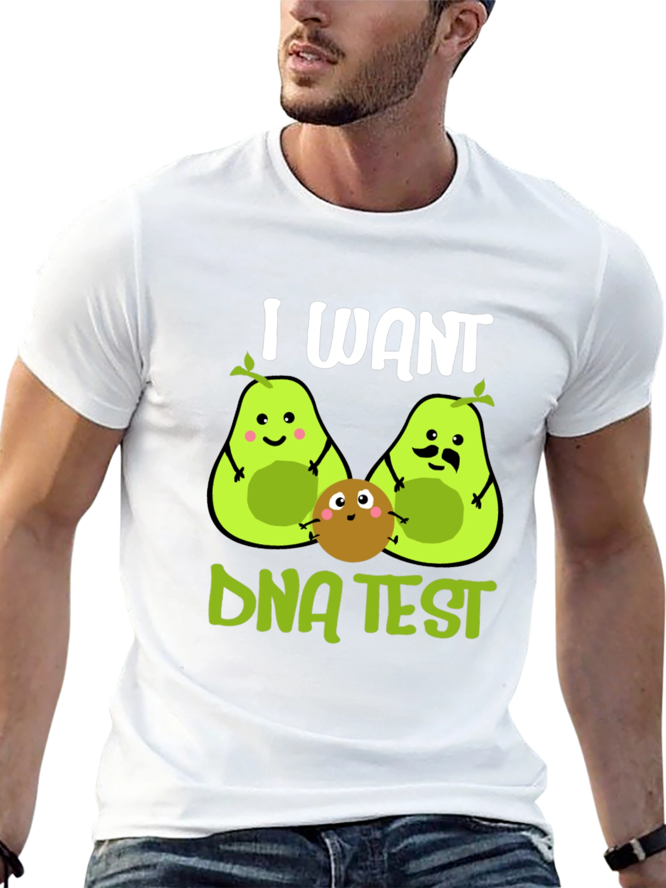 Black I Want DNA Test Funny Avocado T-Shirt view 13