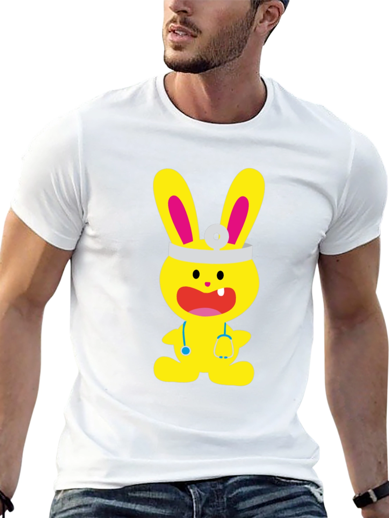 Black Bunny Doctor Graphic T-Shirt - Cute and Fun! view 13