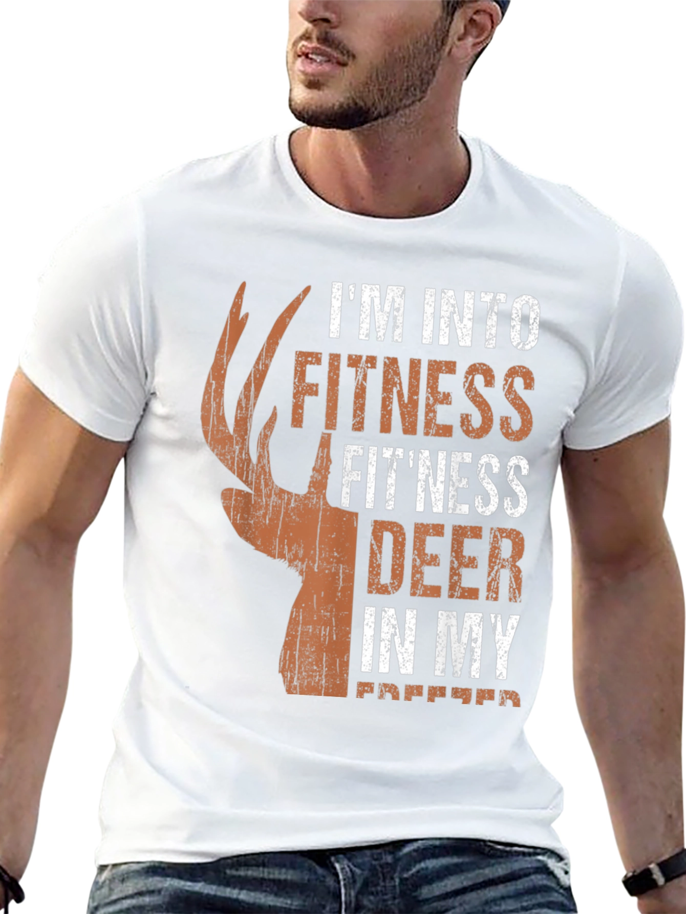 Black Fitness Deer Hunting T-Shirt - Novelty Graphic Tee view 13