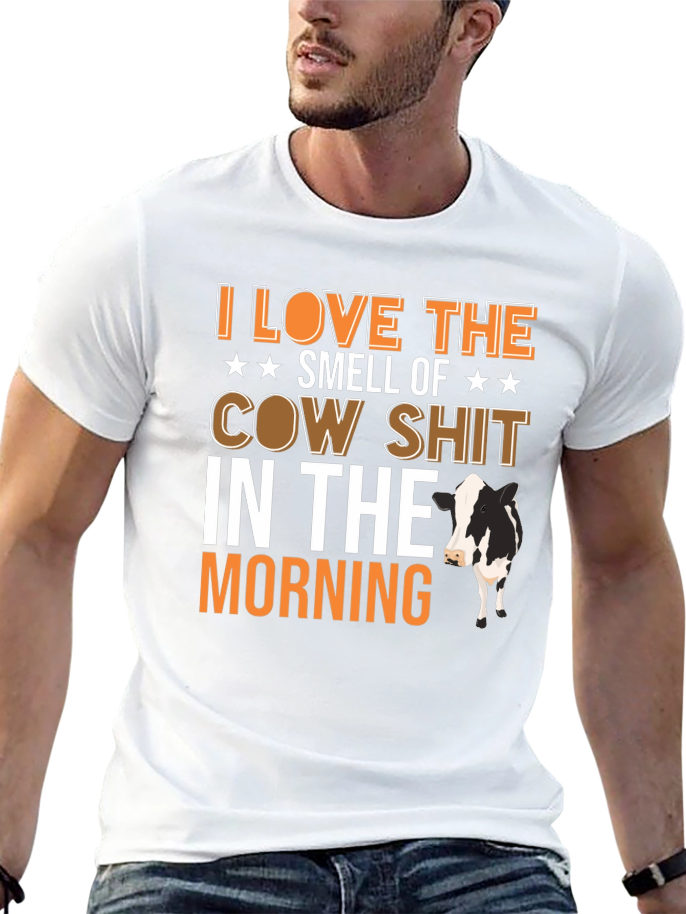 Black I Love The Smell of Cow Shit Funny T-Shirt view 13