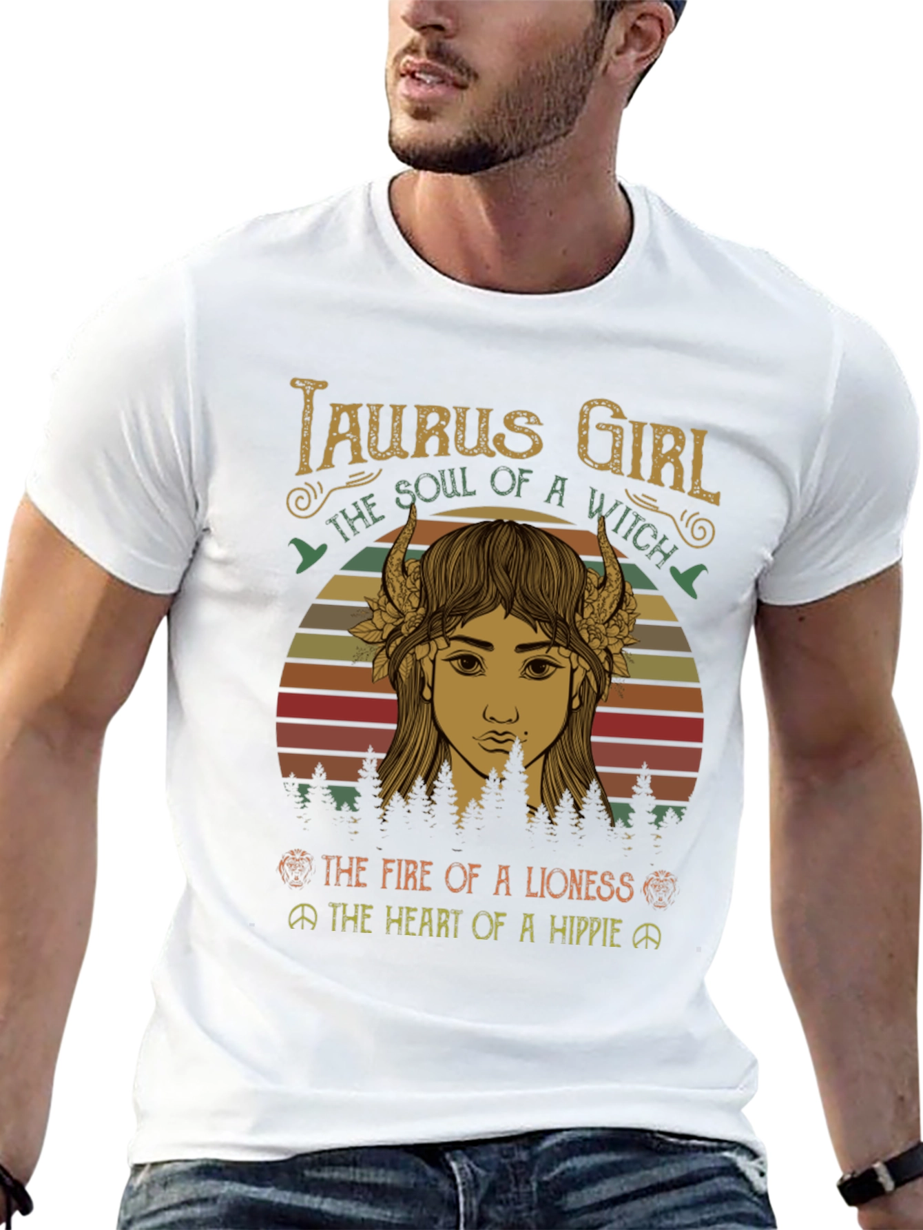 Black Taurus Girl Witch Hippie Graphic T-Shirt view 13