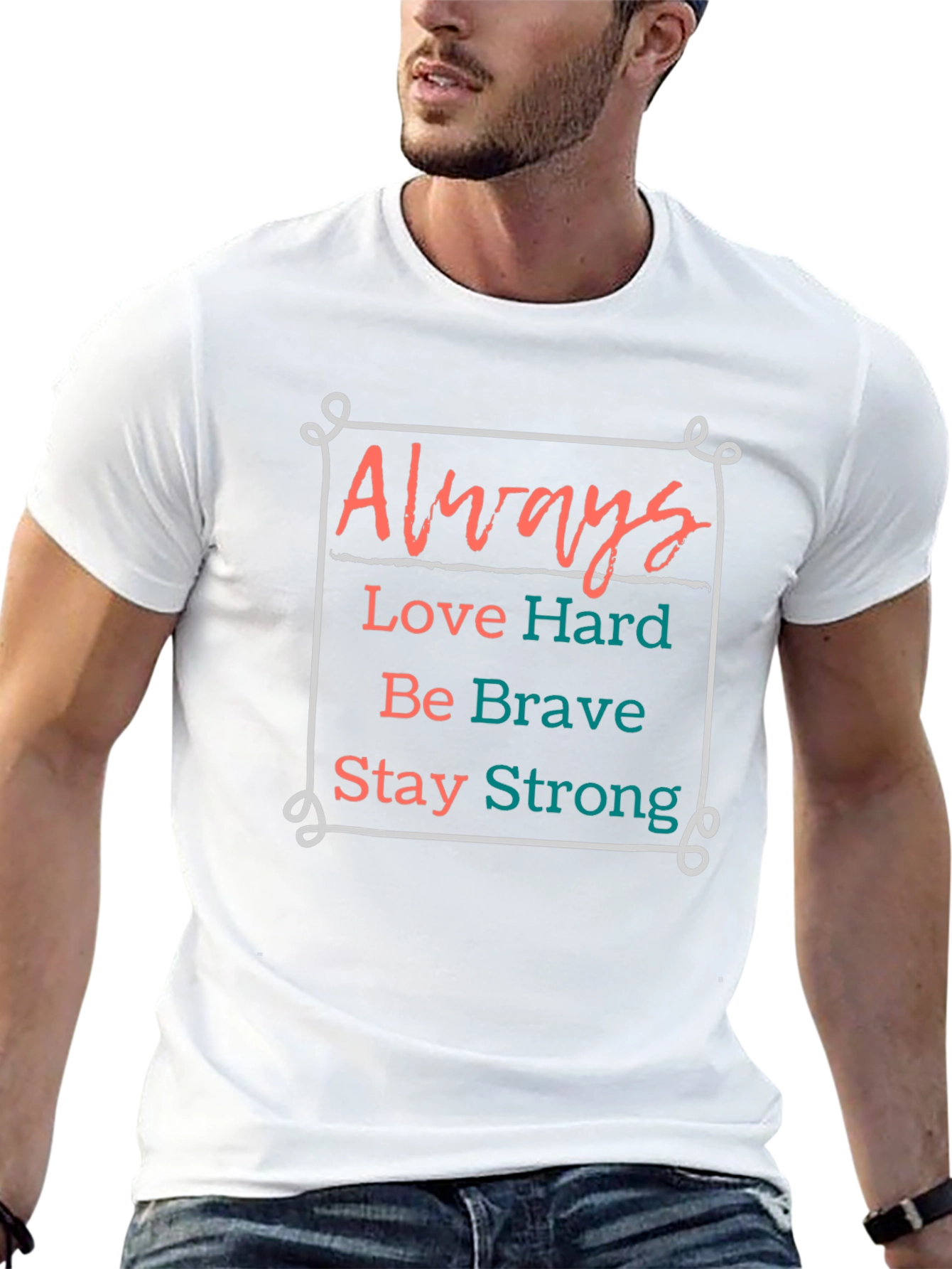 Black Always Love Hard Graphic Tee - Inspirational T-Shirt view 13