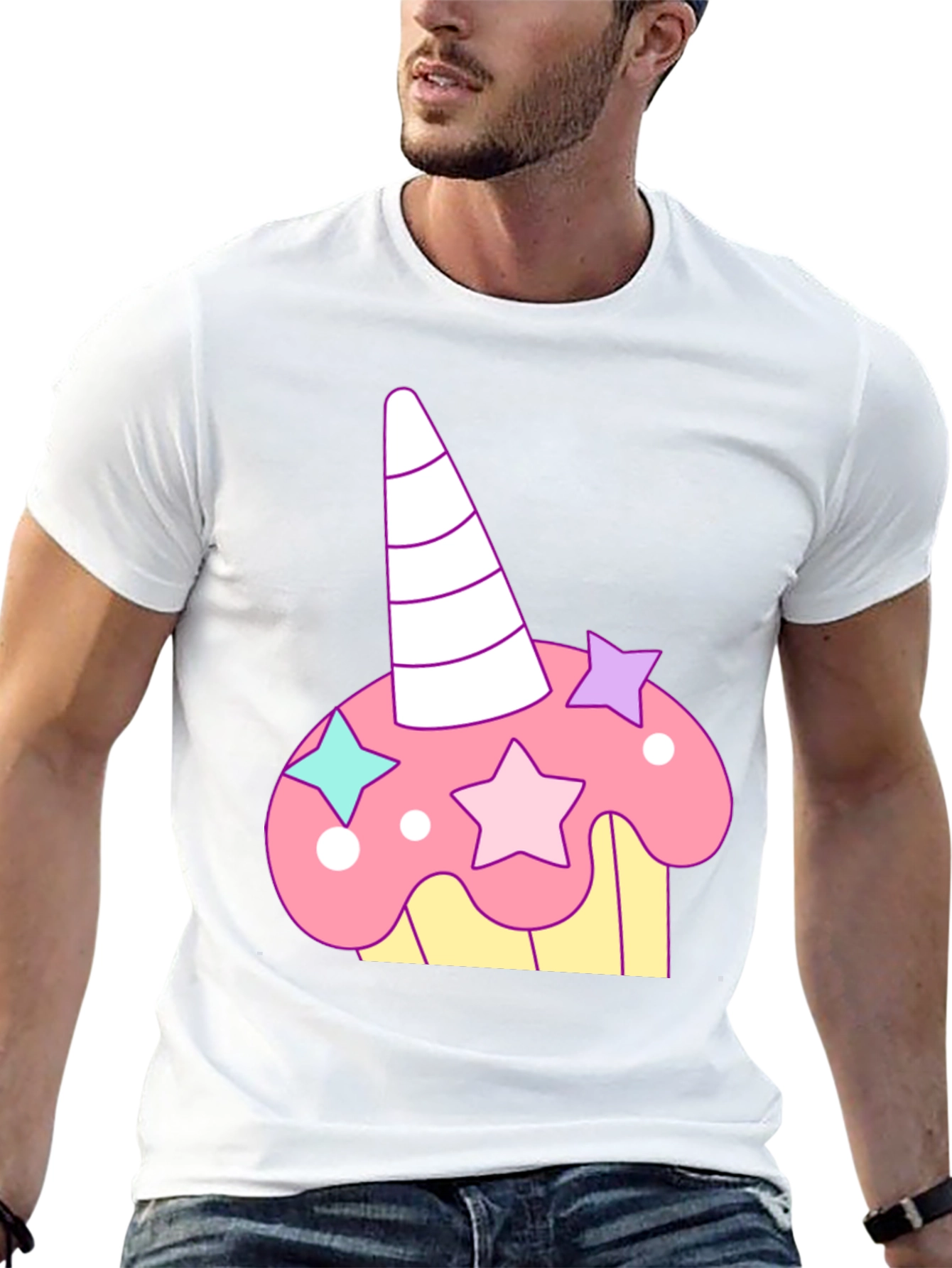 Black Unicorn Cupcake Graphic Tee - Whimsical Black T-Shirt view 13
