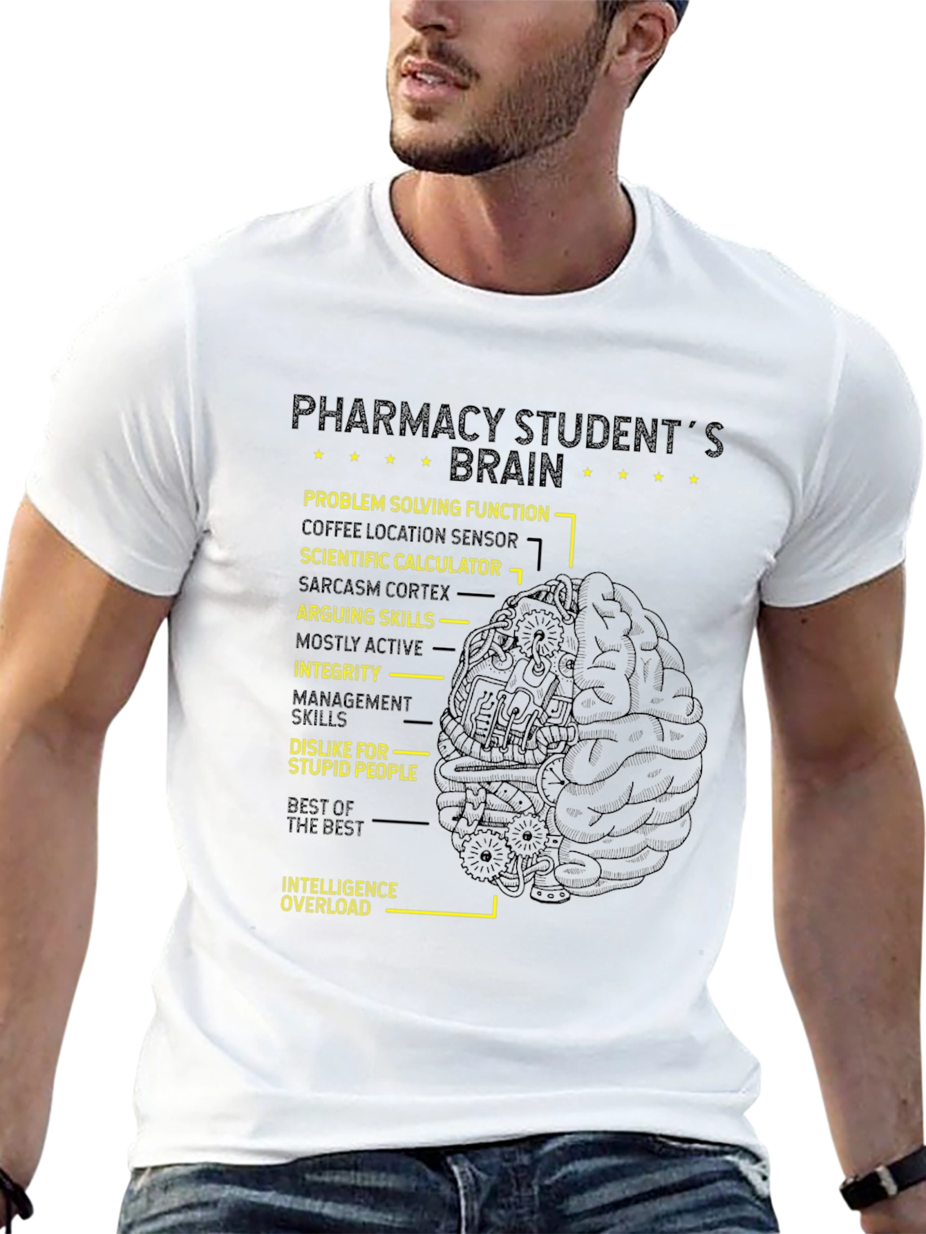 Black Pharmacy Student Brain T-Shirt view 13