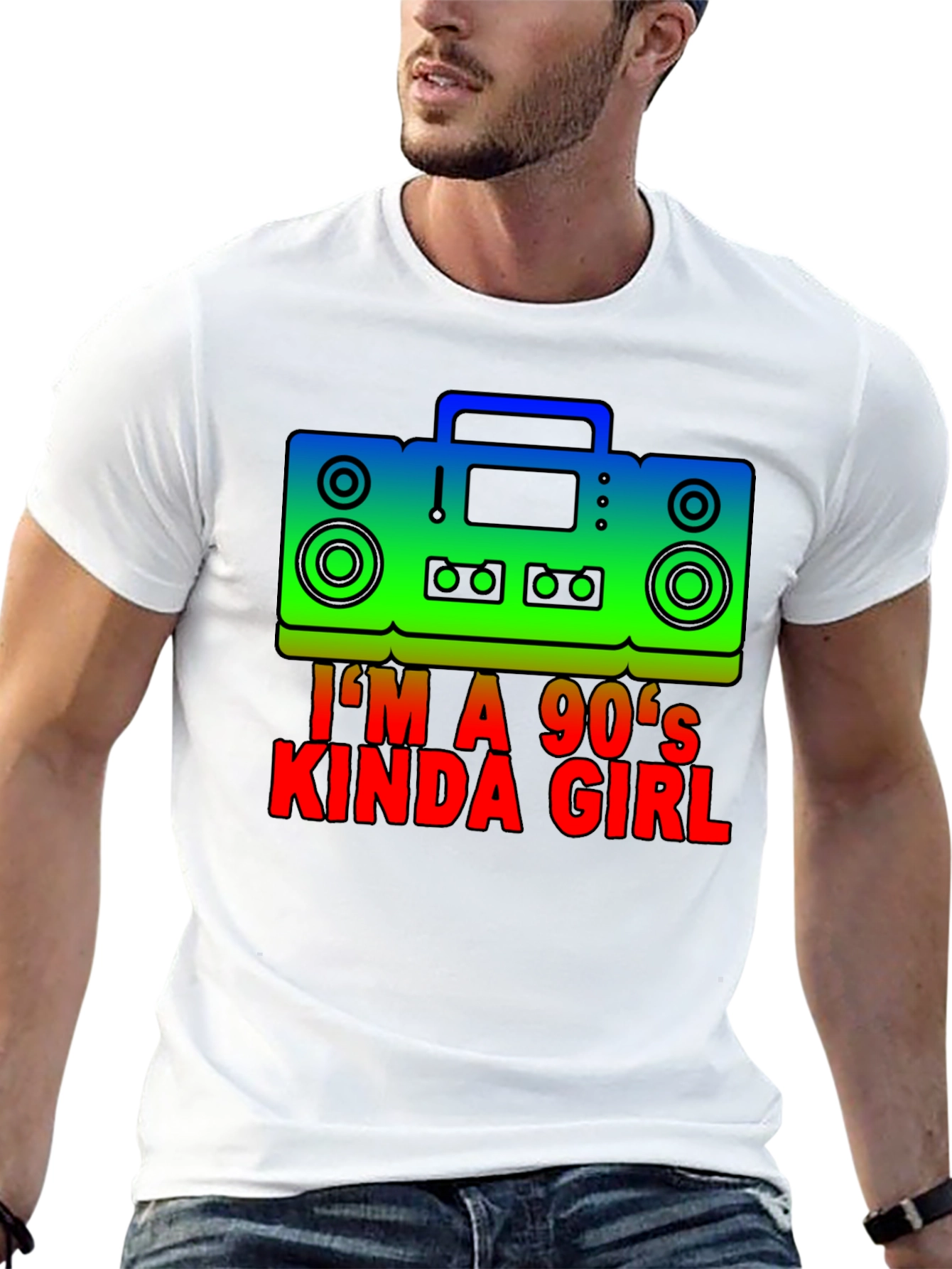 Black I'm a 90's Kinda Girl Retro Boombox T-Shirt view 13