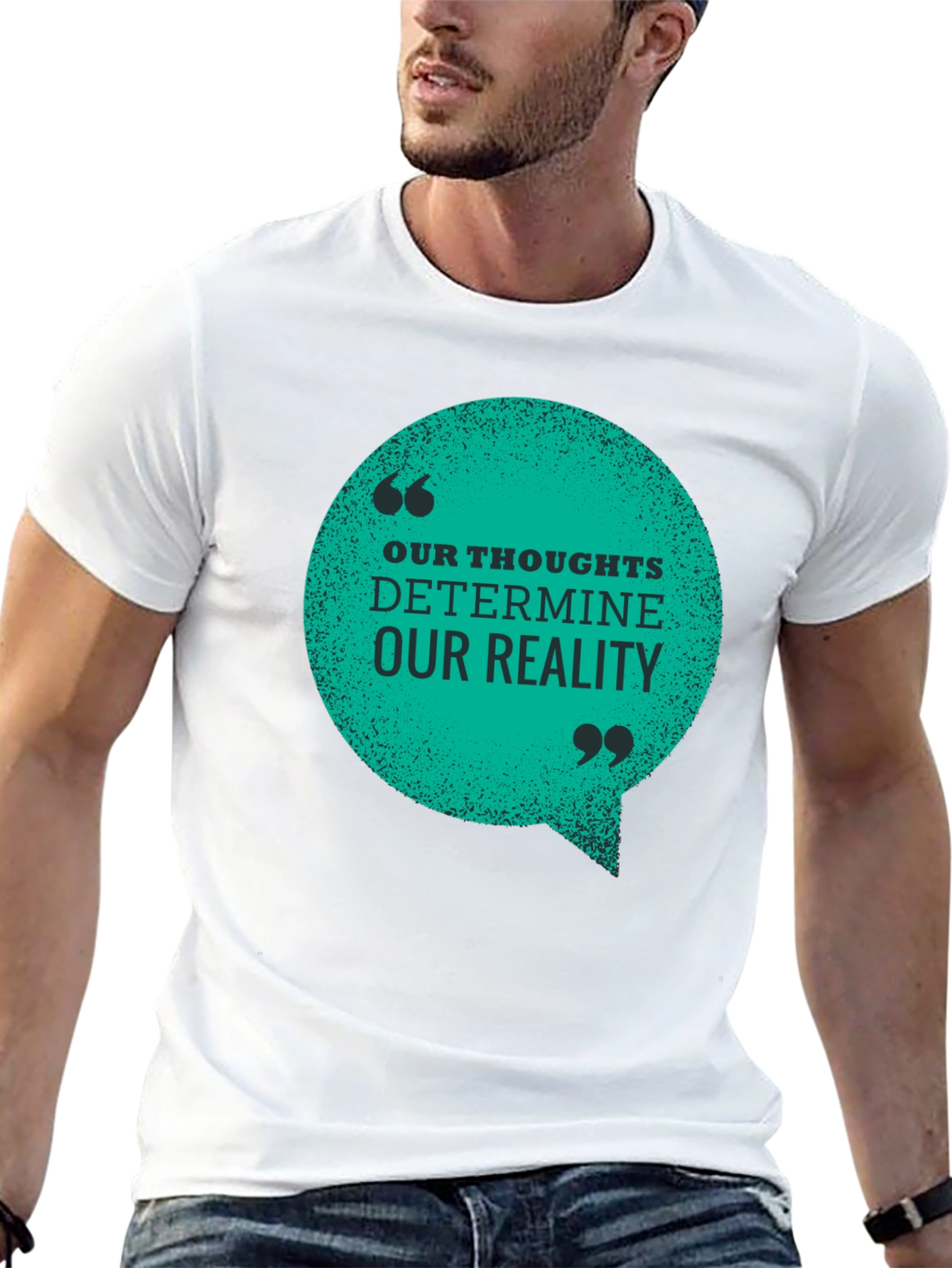 Black Inspirational T-Shirt: Our Thoughts Determine Our Reality view 13
