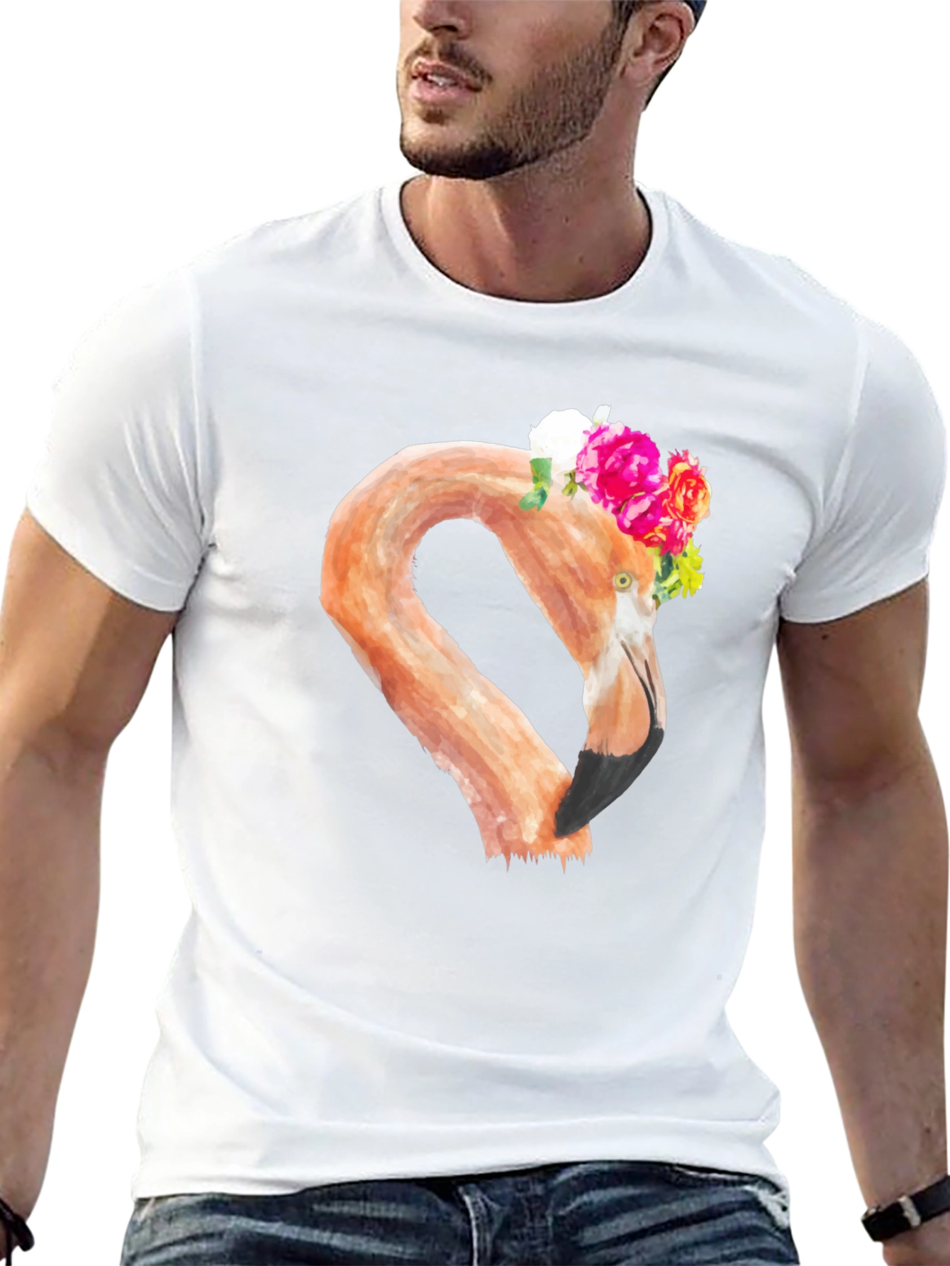 Black Floral Flamingo Graphic Tee - Black T-Shirt view 13