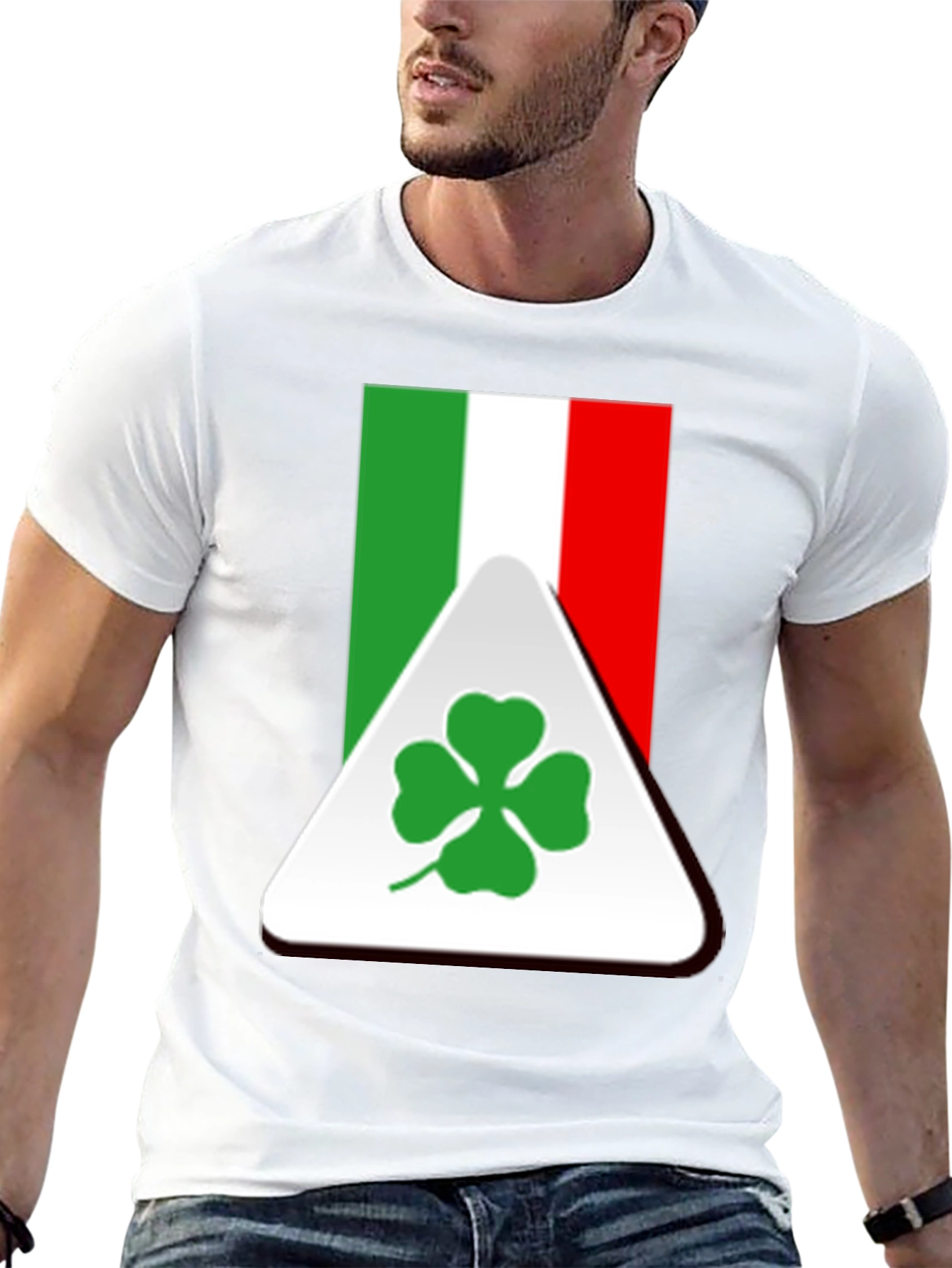 Black Italian Flag Clover T-Shirt view 13