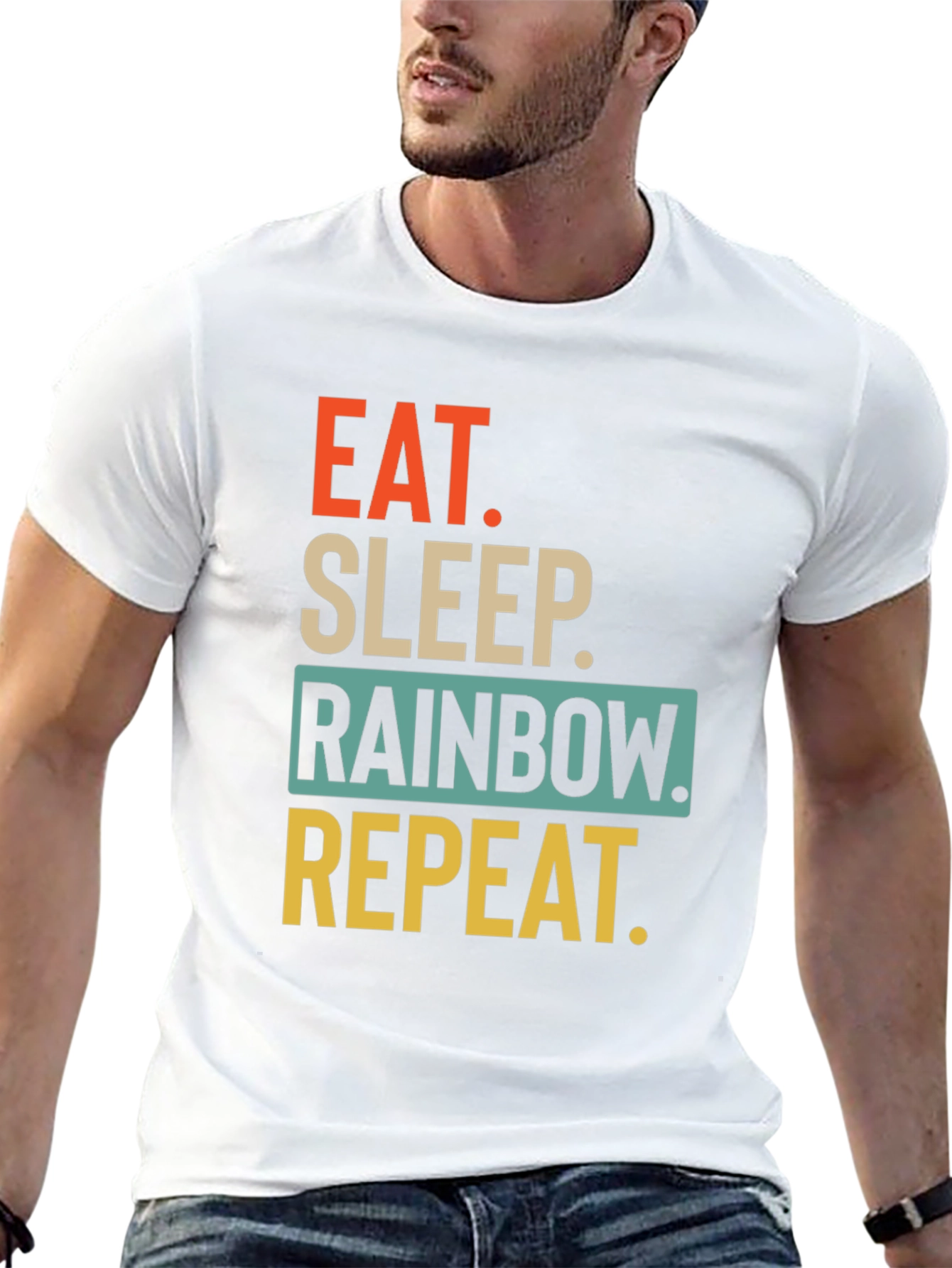Black Eat Sleep Rainbow Repeat Graphic T-Shirt view 13