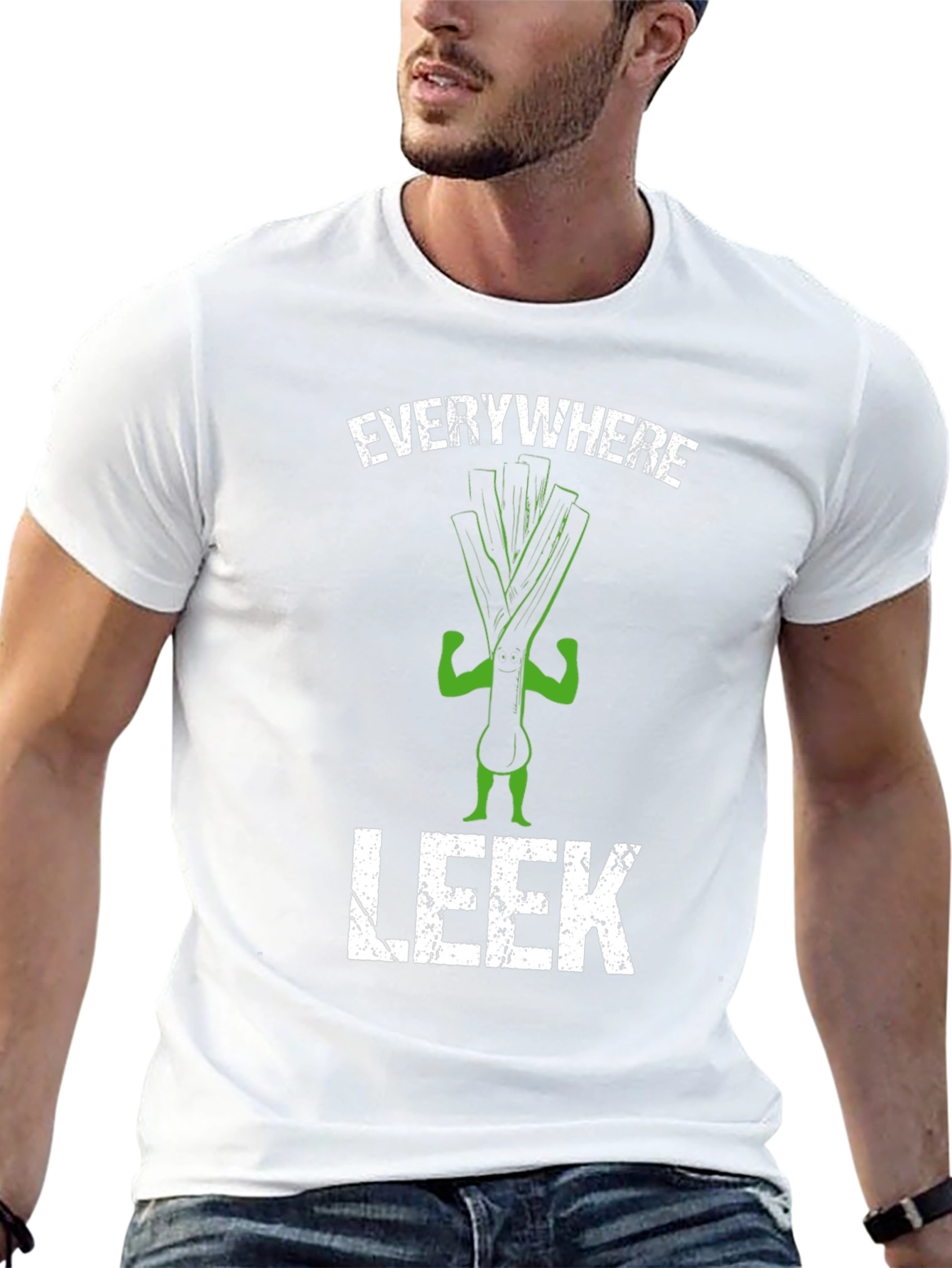 Black Everywhere Leek T-Shirt - Funny Vegetarian Pun Tee view 13