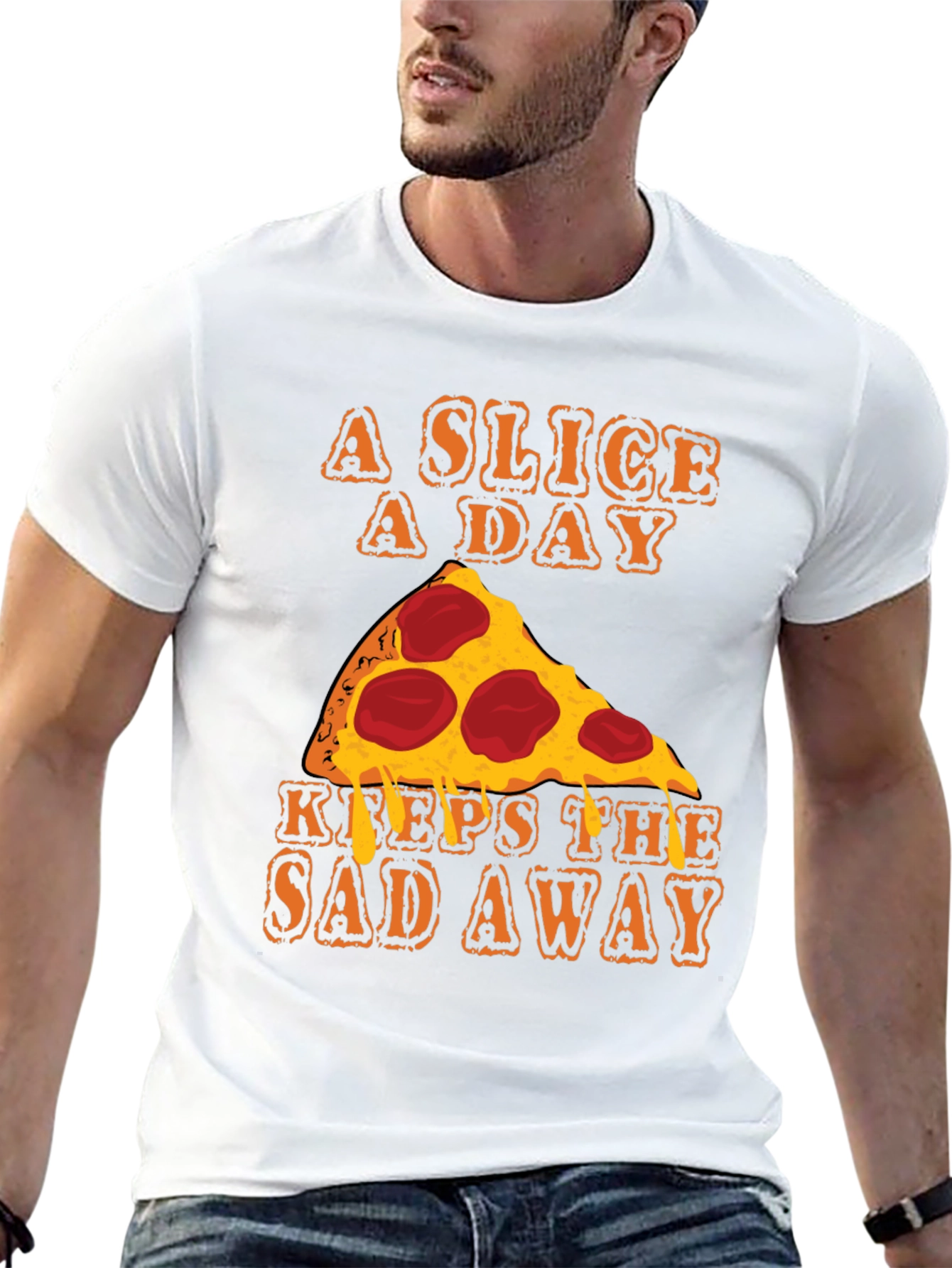 Black Pizza Slice A Day Funny T-Shirt view 13
