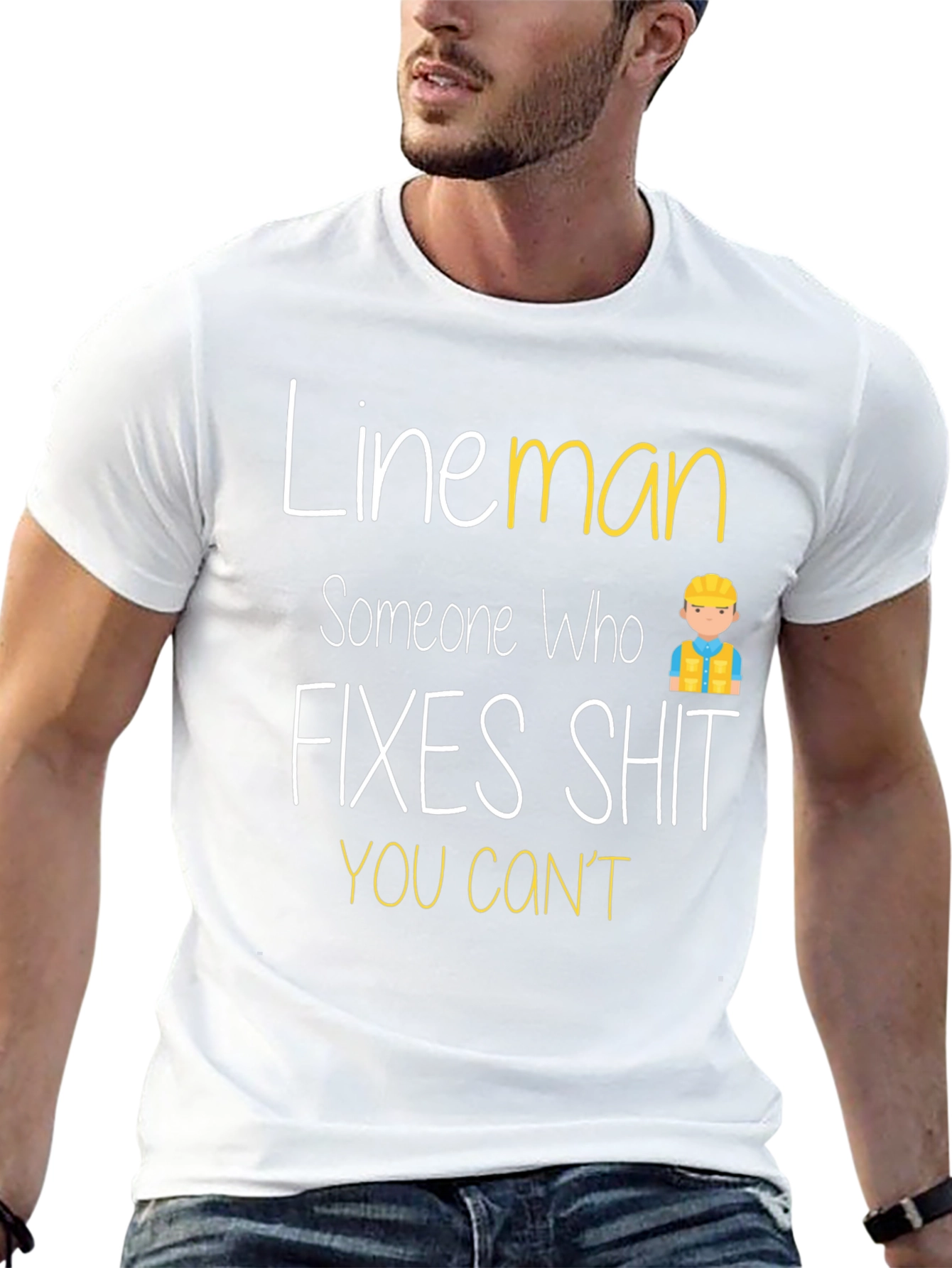 Black Lineman Fixes Shit You Can't T-Shirt view 13