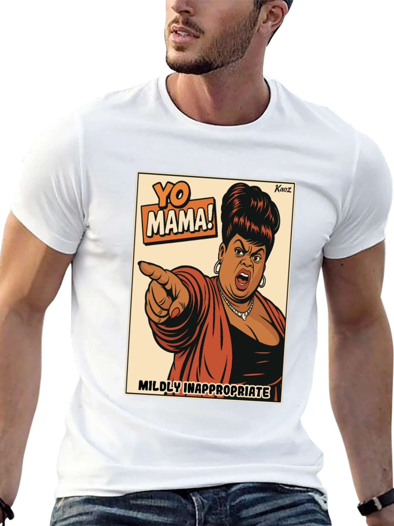Black Yo Mama! Graphic T-Shirt - Mildly Inappropriate Humor view 13