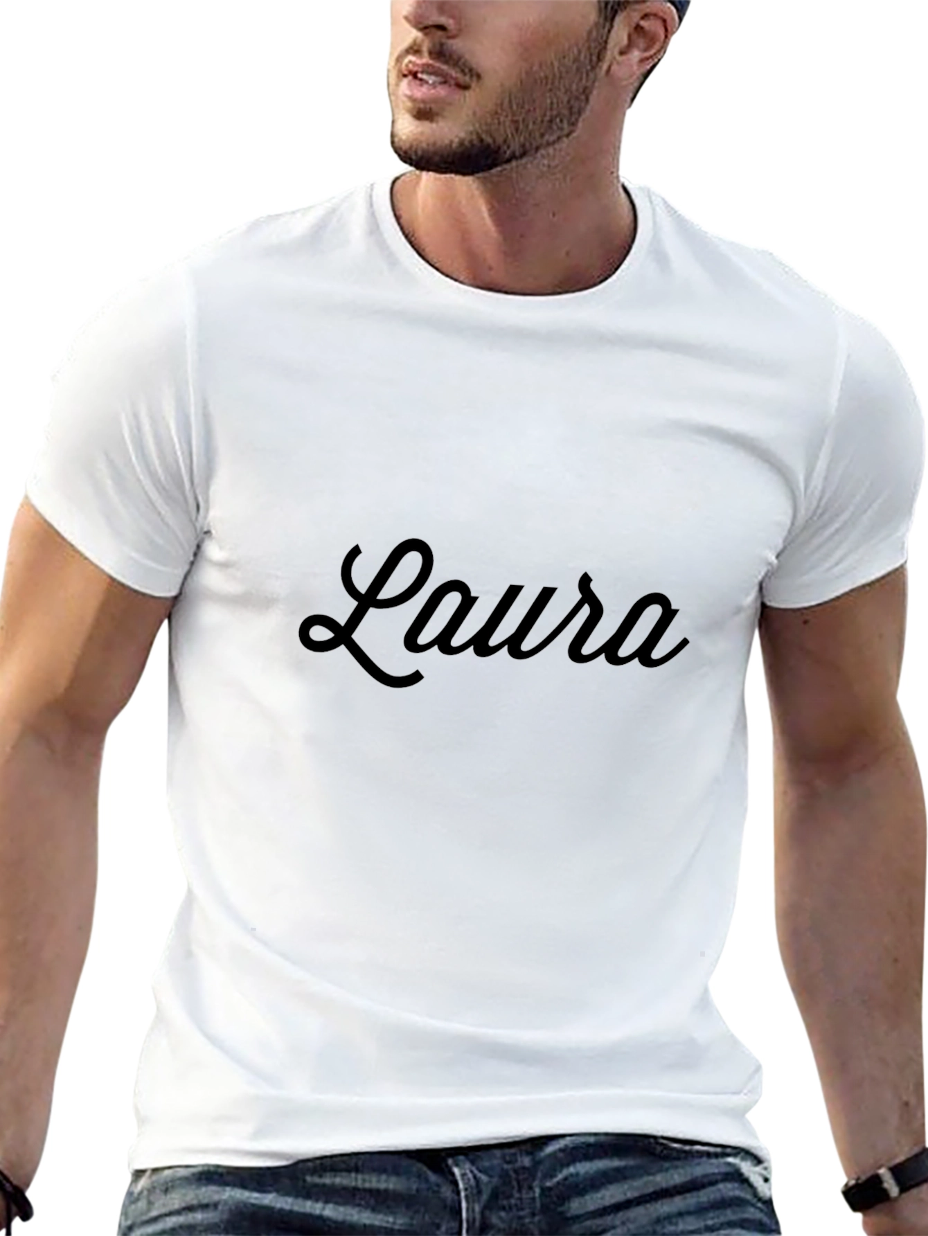 Black Laura Script Black T-Shirt - Personalized Gift view 13