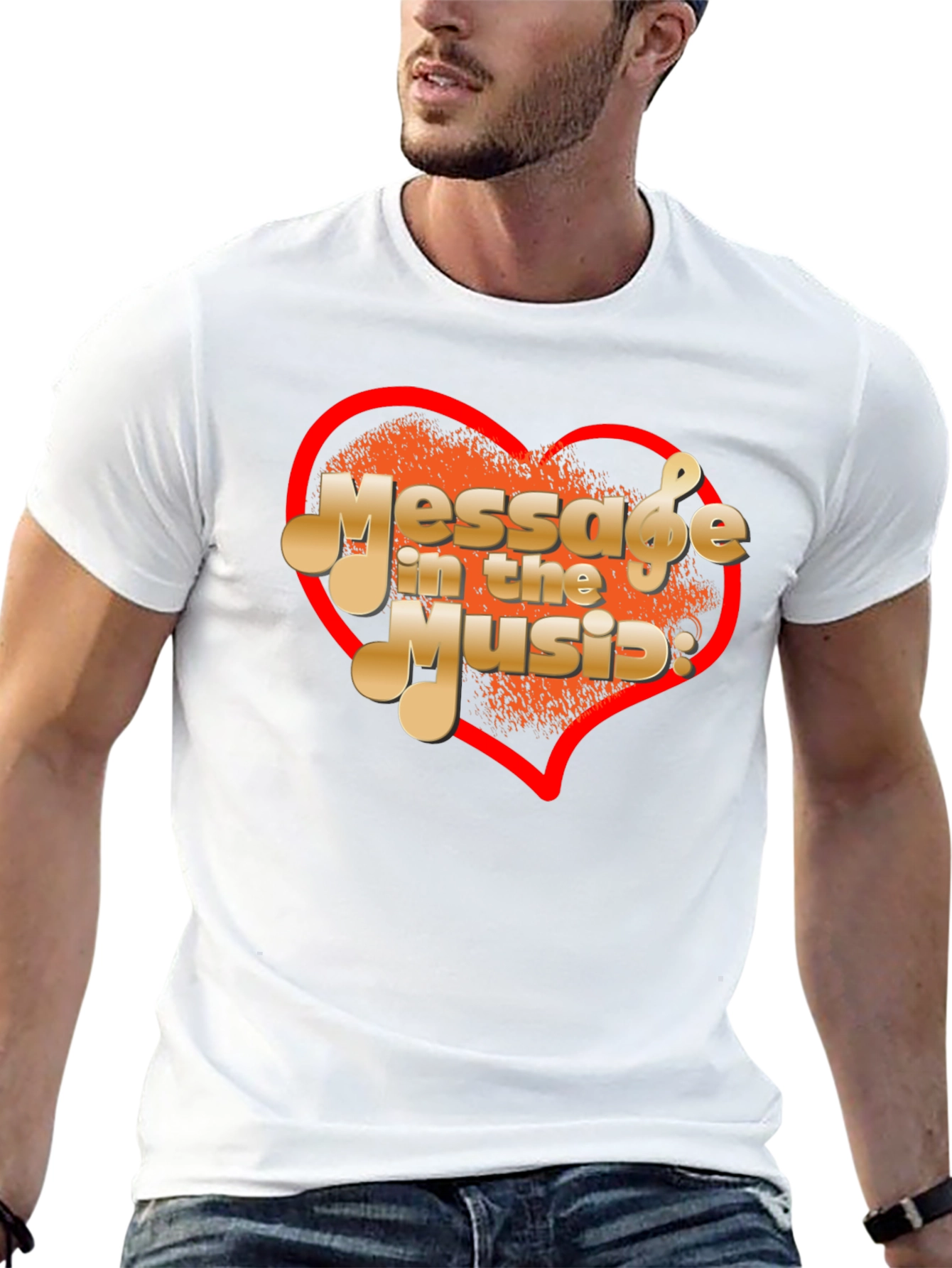 Black Message In The Music Graphic T-Shirt view 13