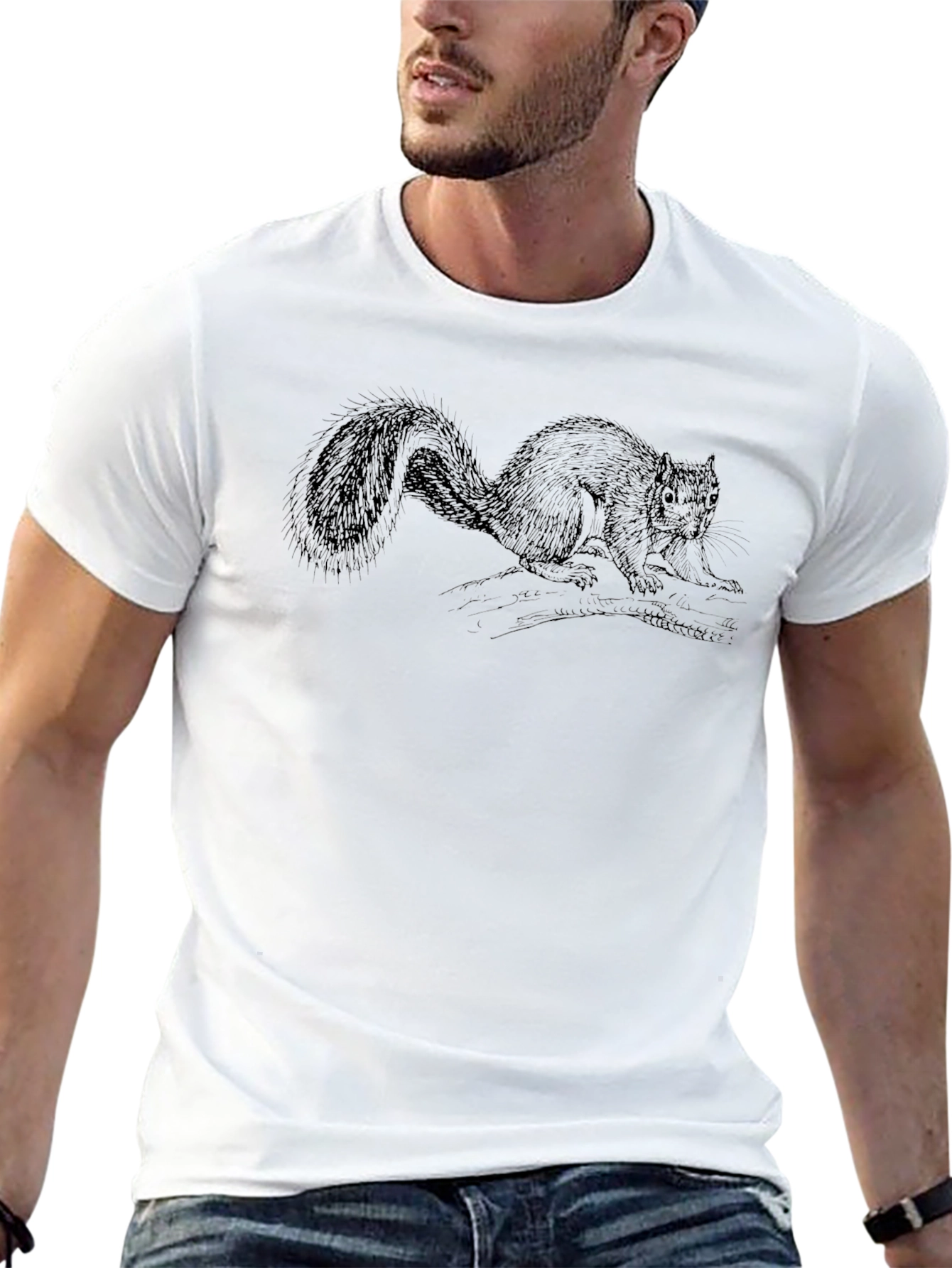 Black Squirrel Graphic Print Black T-Shirt view 13