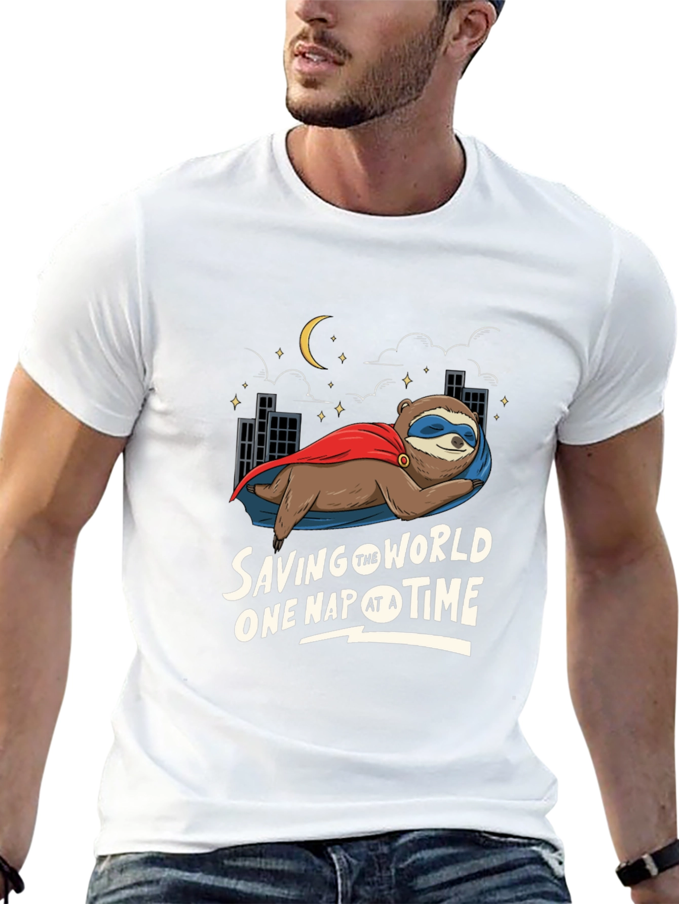 Black Saving The World One Nap At A Time Sloth T-Shirt view 13