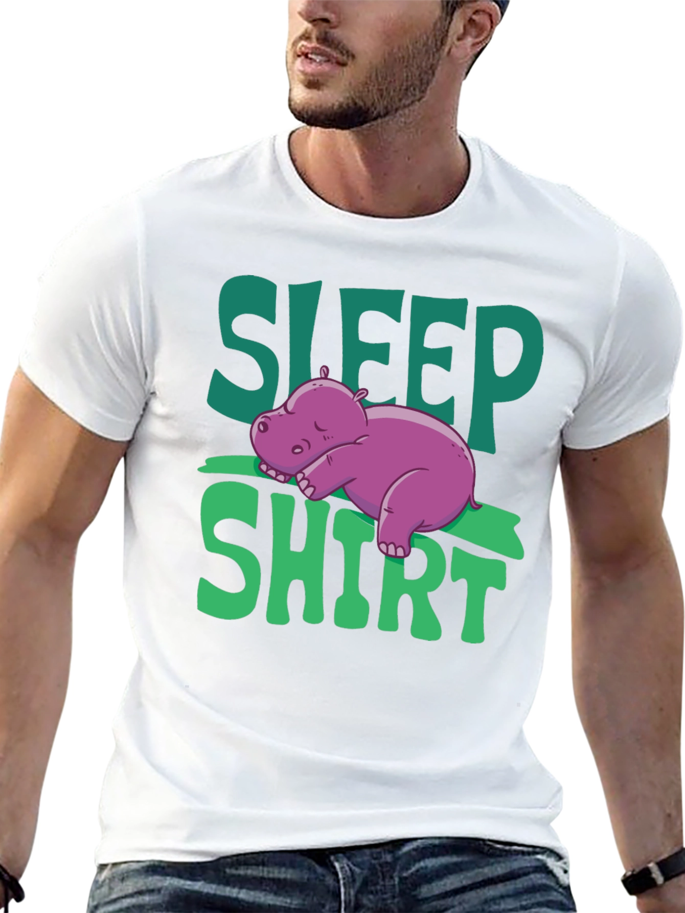Black Sleep Shirt Hippo Graphic Tee view 13