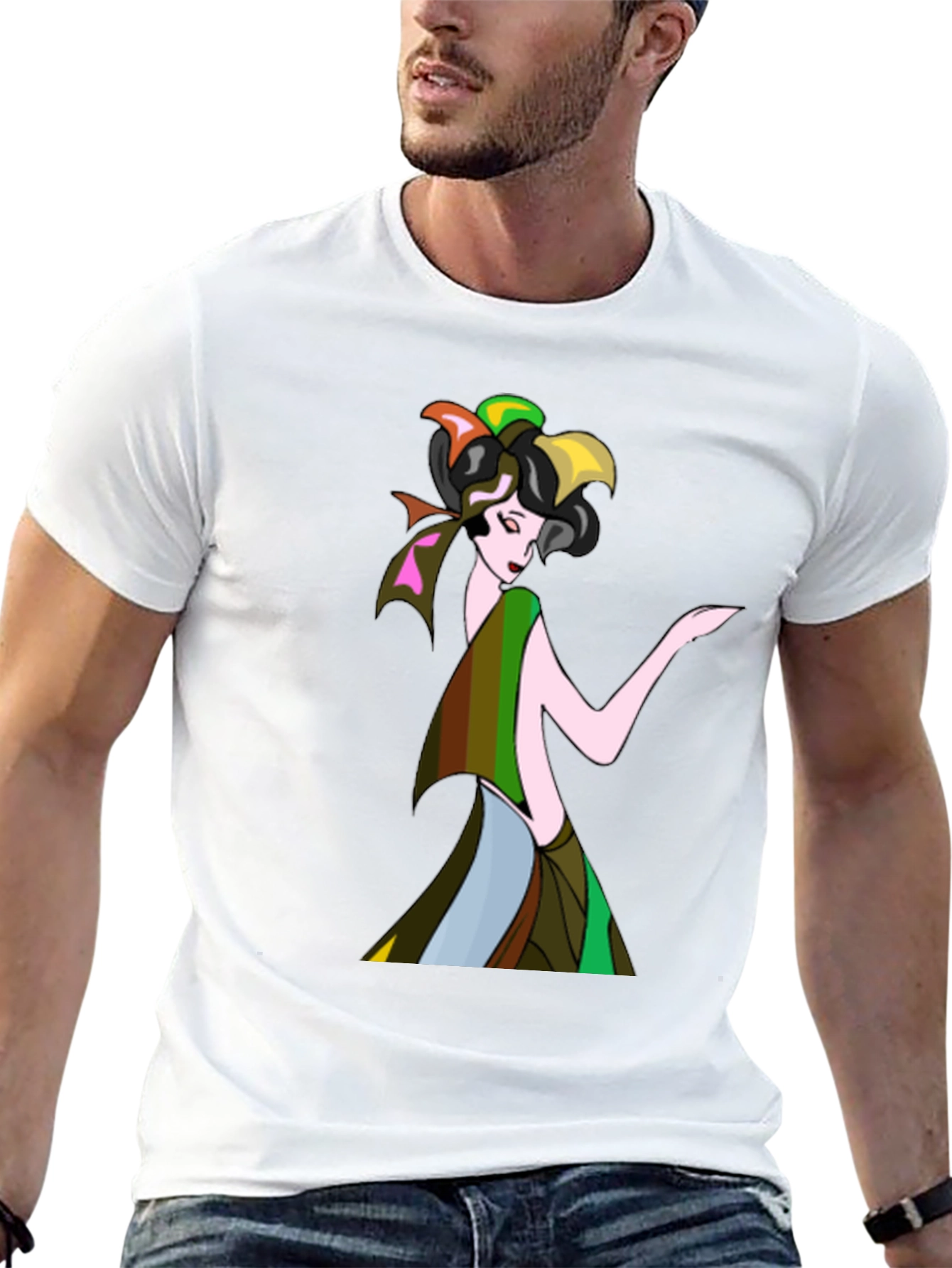 Black Art Deco Woman Black T-Shirt view 13