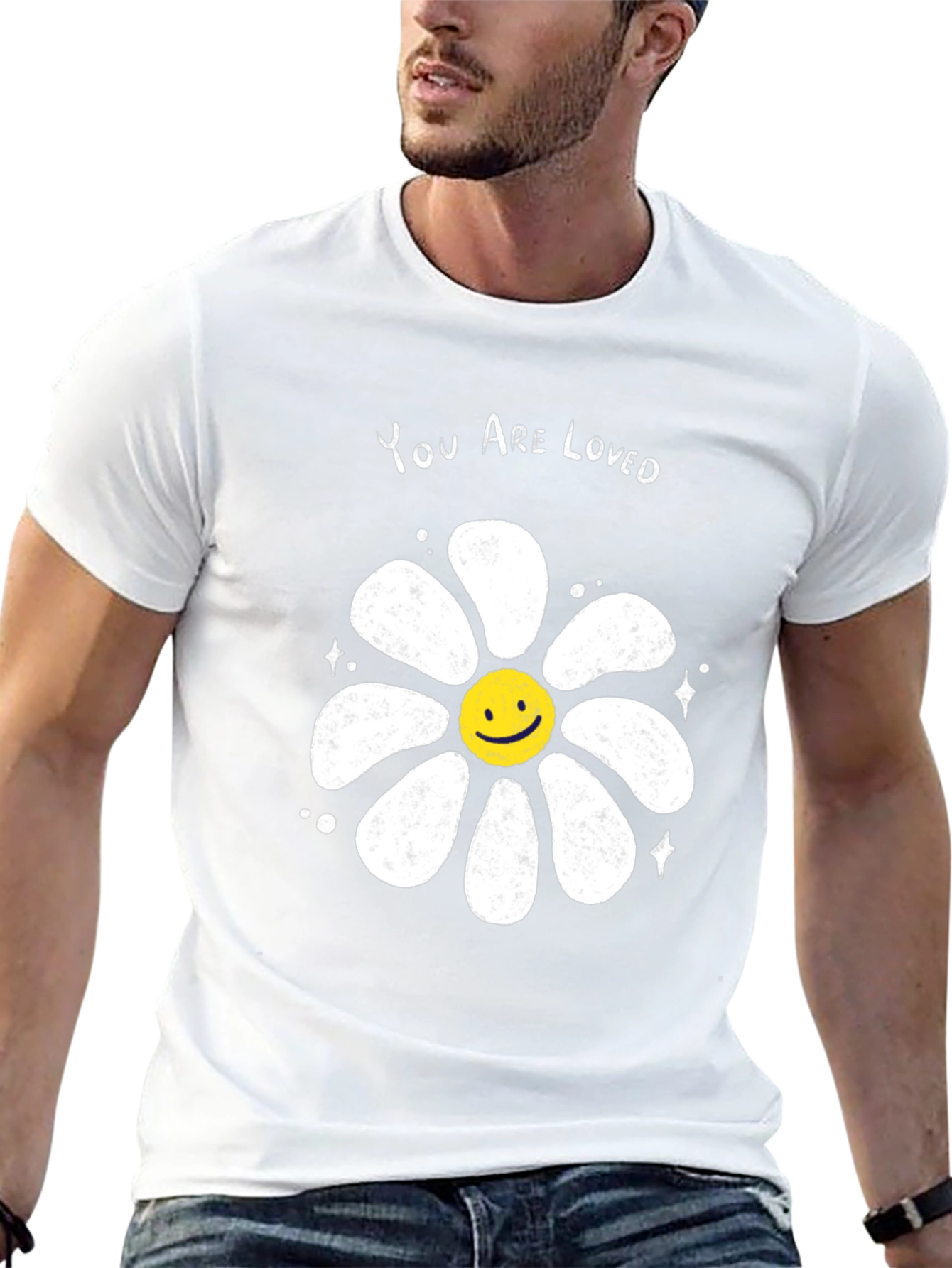 Black You Are Loved Graphic Tee - Smiley Flower view 13