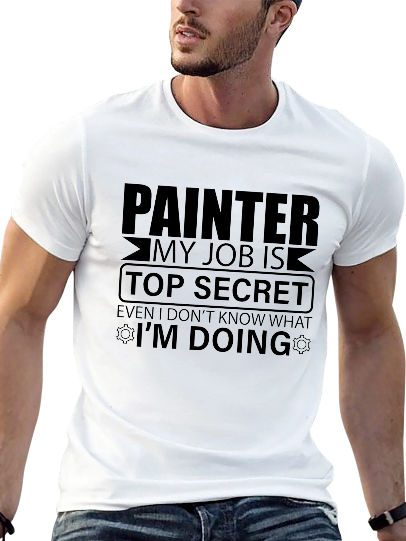 Black Painter Top Secret Job T-Shirt - Funny Graphic Tee view 13