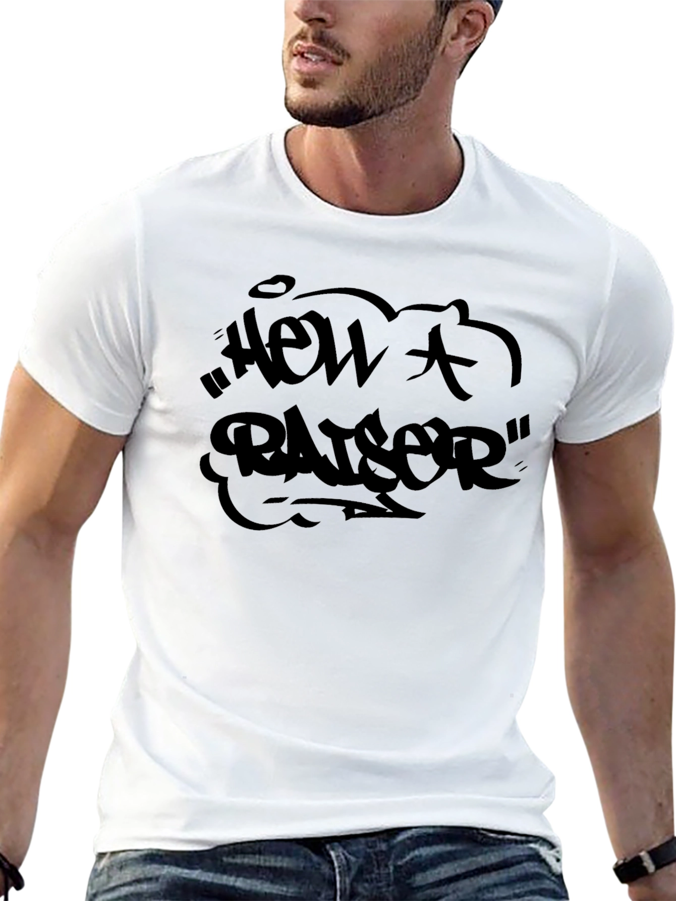Black Men's Black "How A Raiser" Graphic T-Shirt view 13