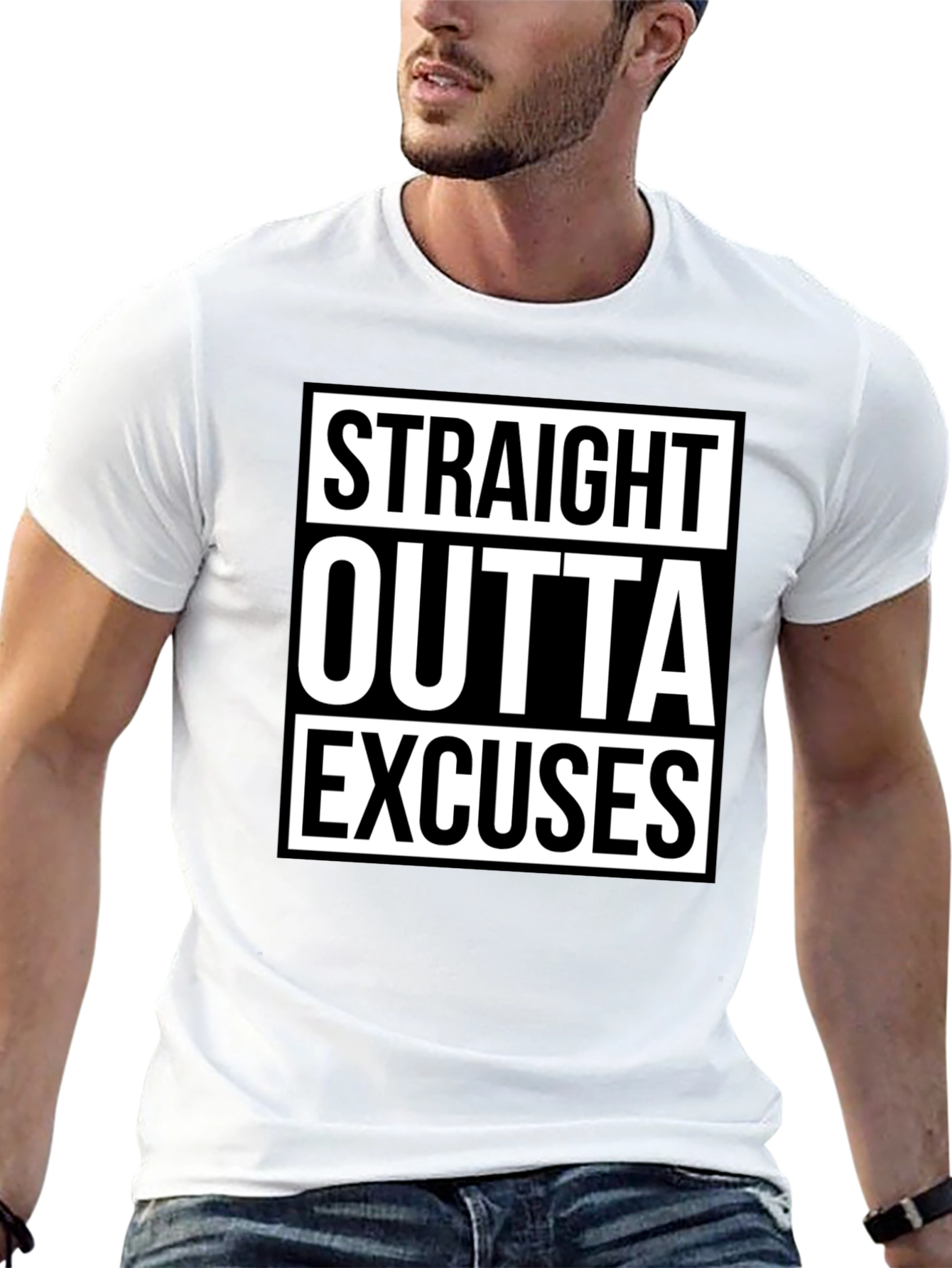 Black Straight Outta Excuses Black Graphic Tee view 13