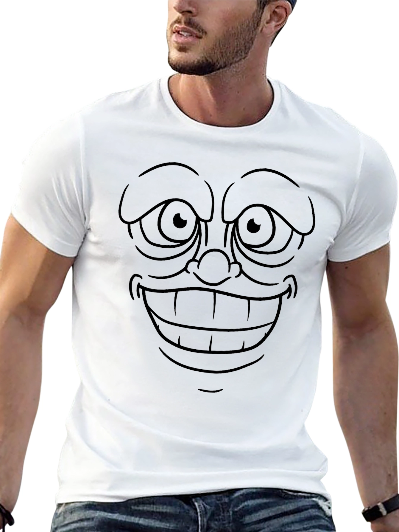 Black Cartoon Face Black T-Shirt view 13