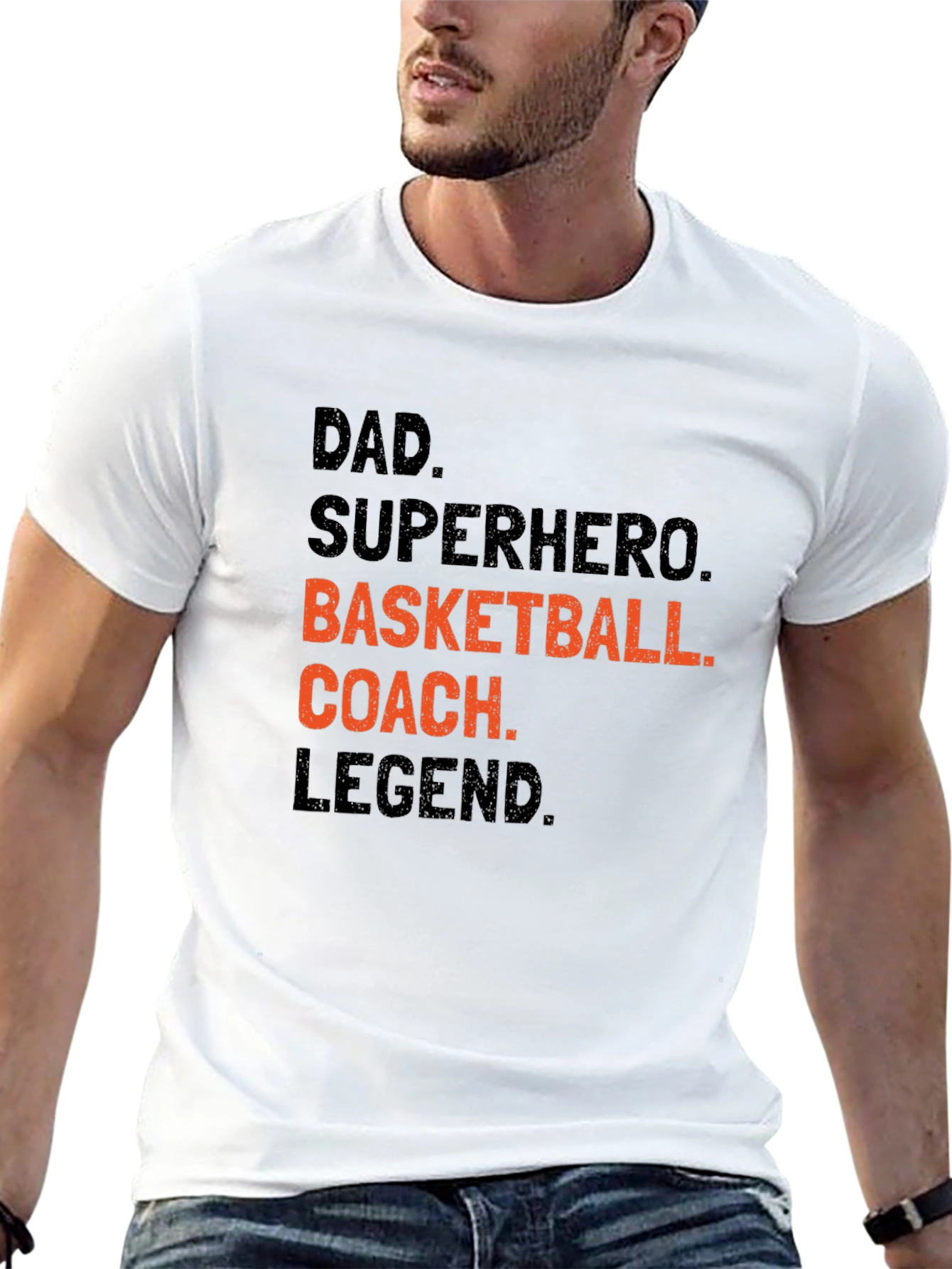 Black Dad Superhero Basketball Coach Legend Black T-Shirt view 13