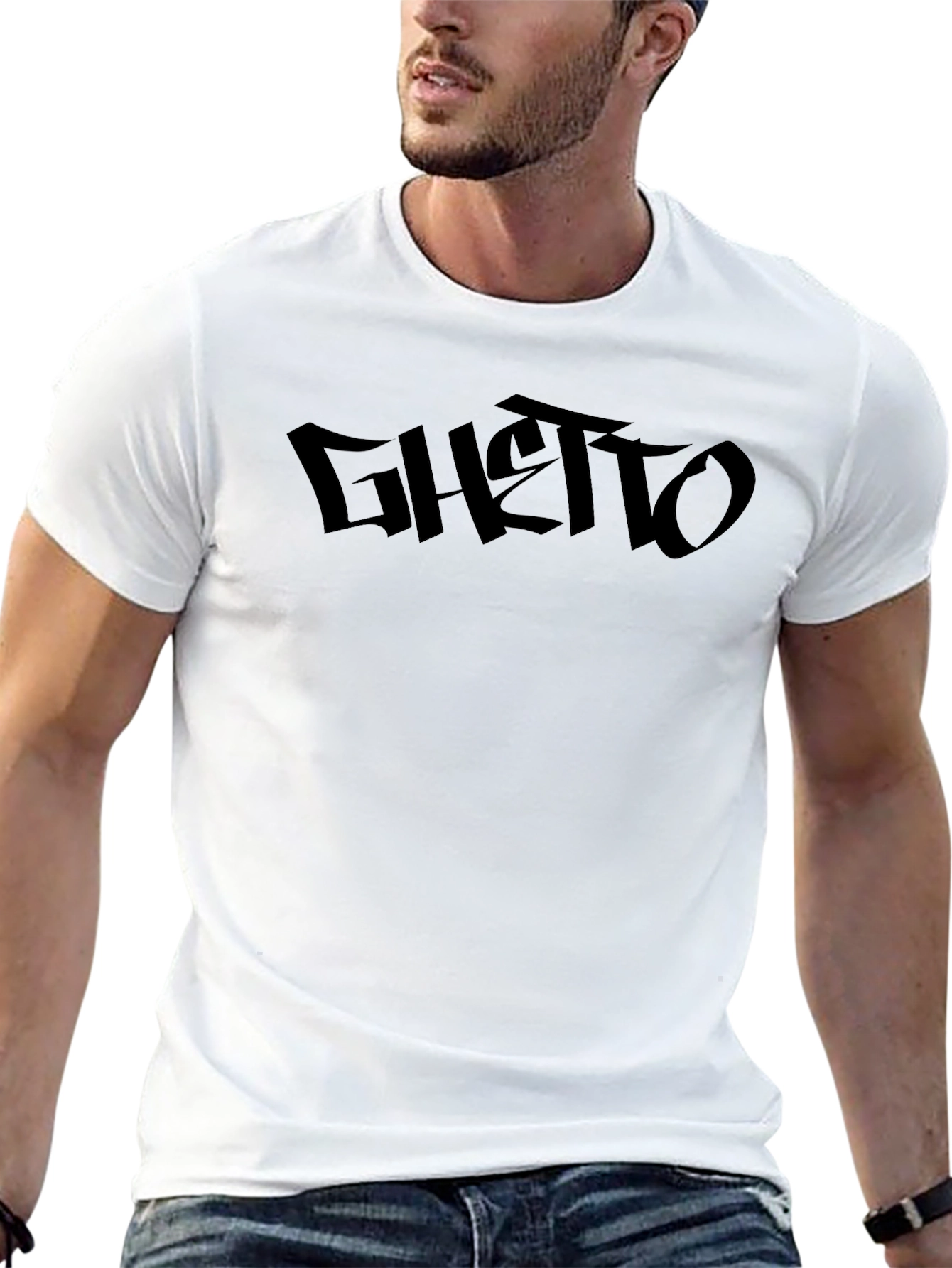 Black Black Ghetto Graphic Print T-Shirt view 13