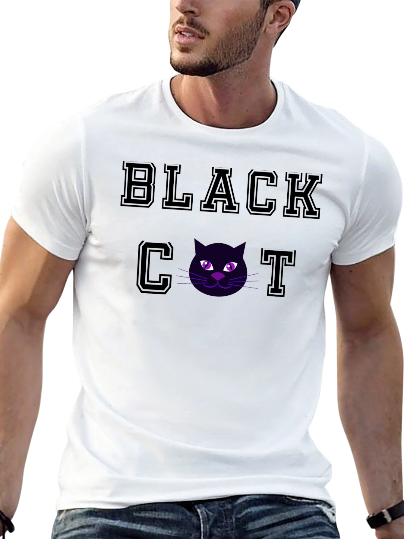 Black Black Cat Graphic T-Shirt - Soft Cotton Tee view 13