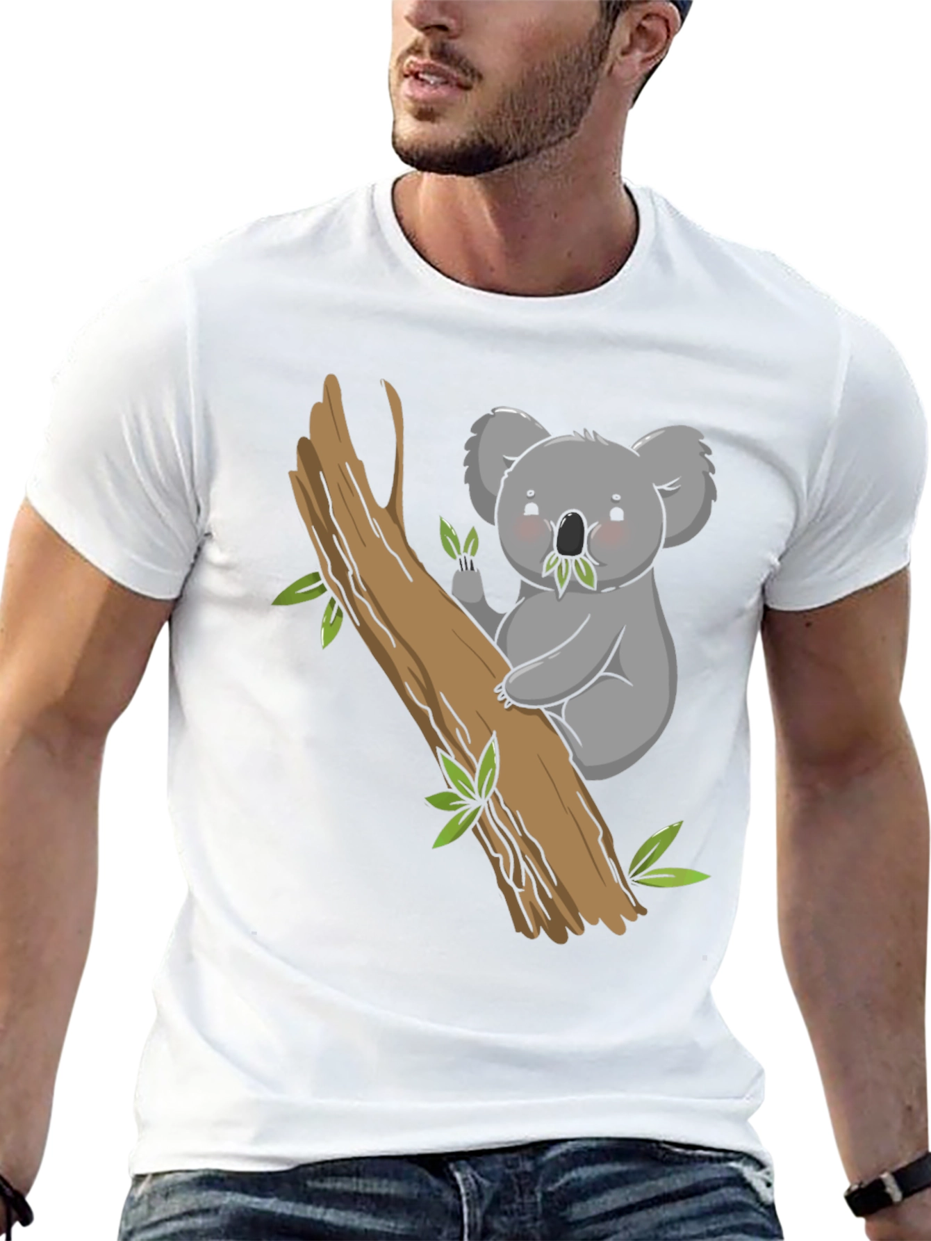 Black Cute Koala Bear Tree T-Shirt view 13