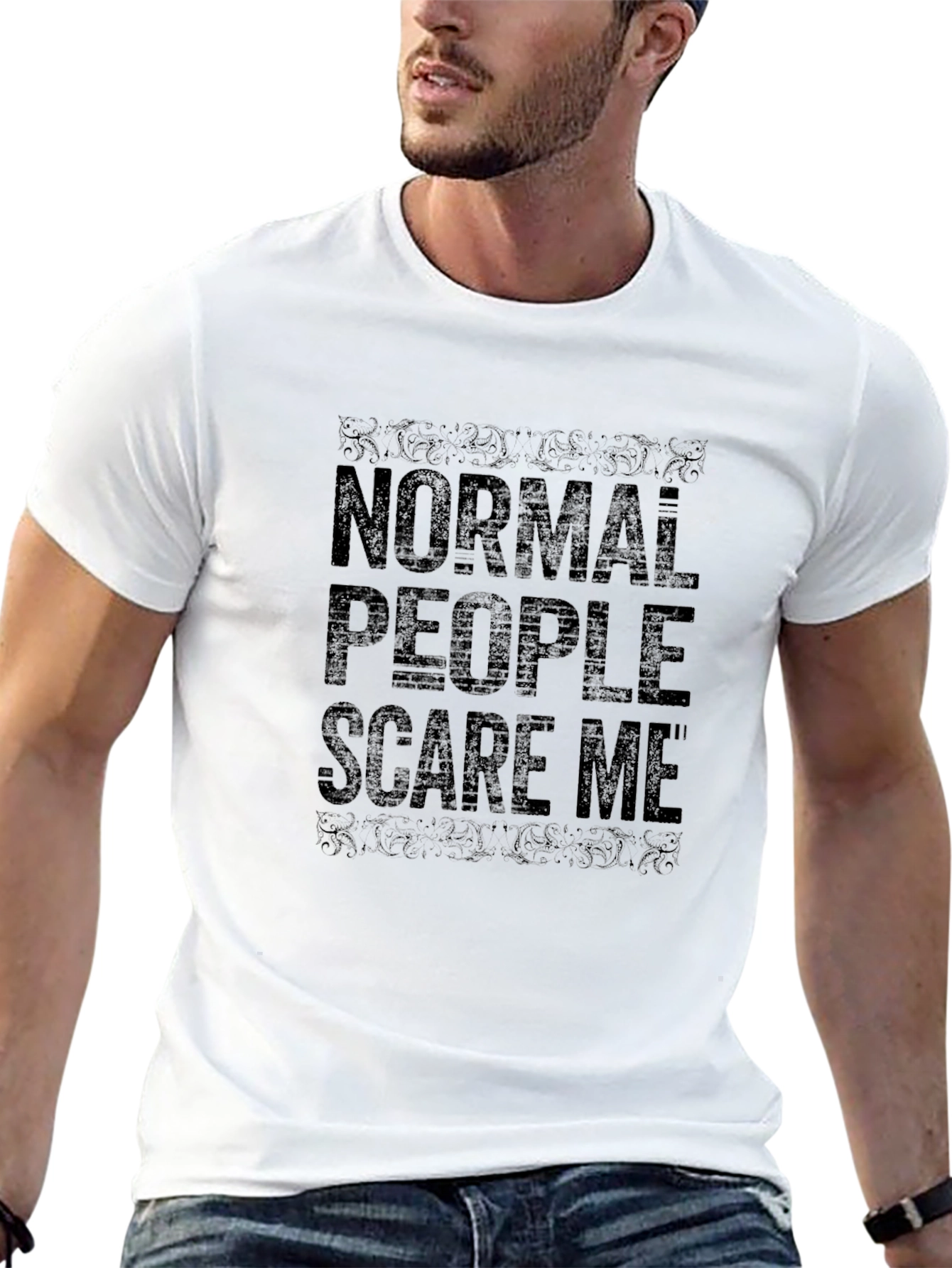 Black Normal People Scare Me T-Shirt - Black view 13