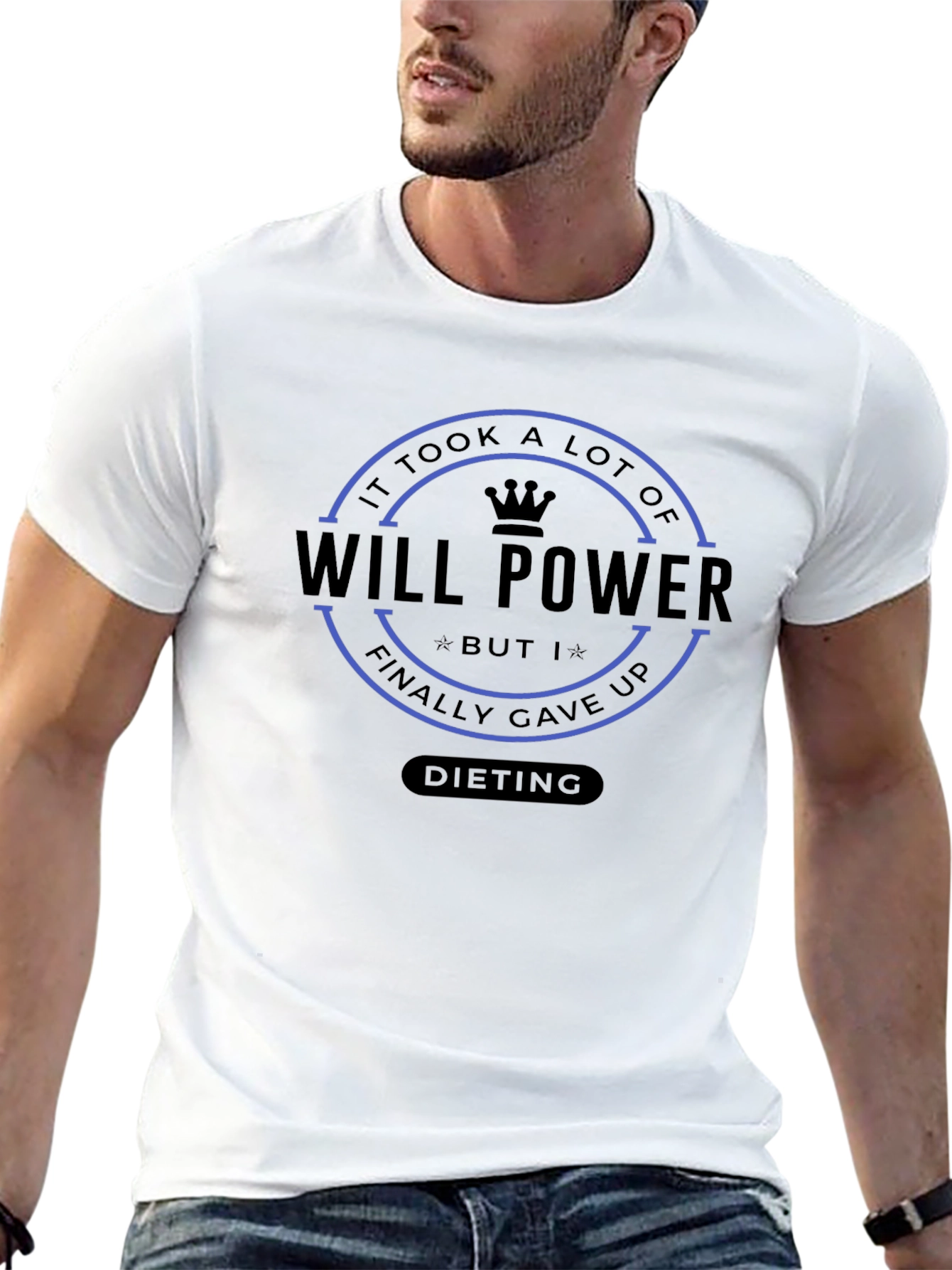 Black Will Power Dieting T-Shirt Funny Humor Graphic Tee view 13