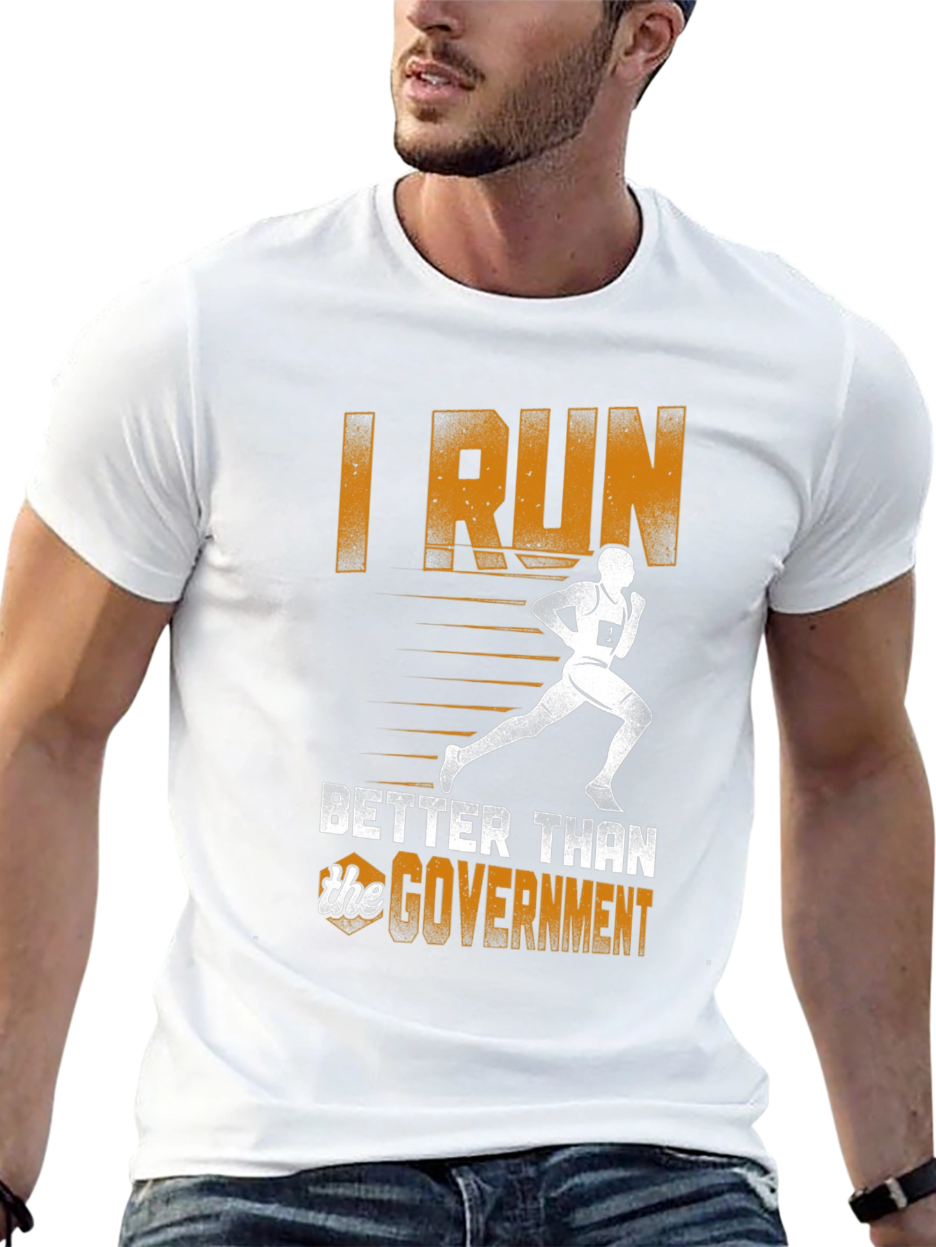 Black I Run Better Than the Government T-Shirt view 13