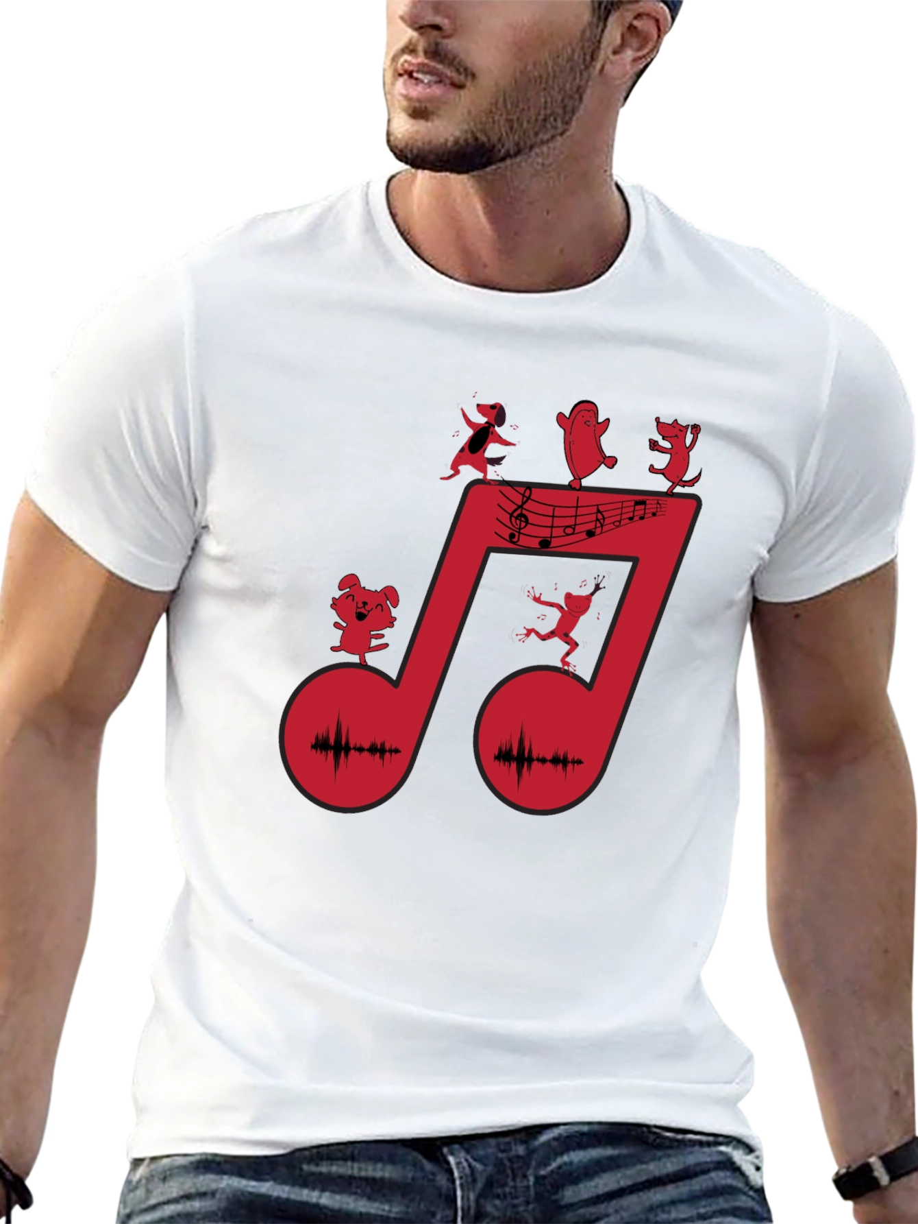 Musical Note Graphic Tee - Black Cotton T-Shirt - 13