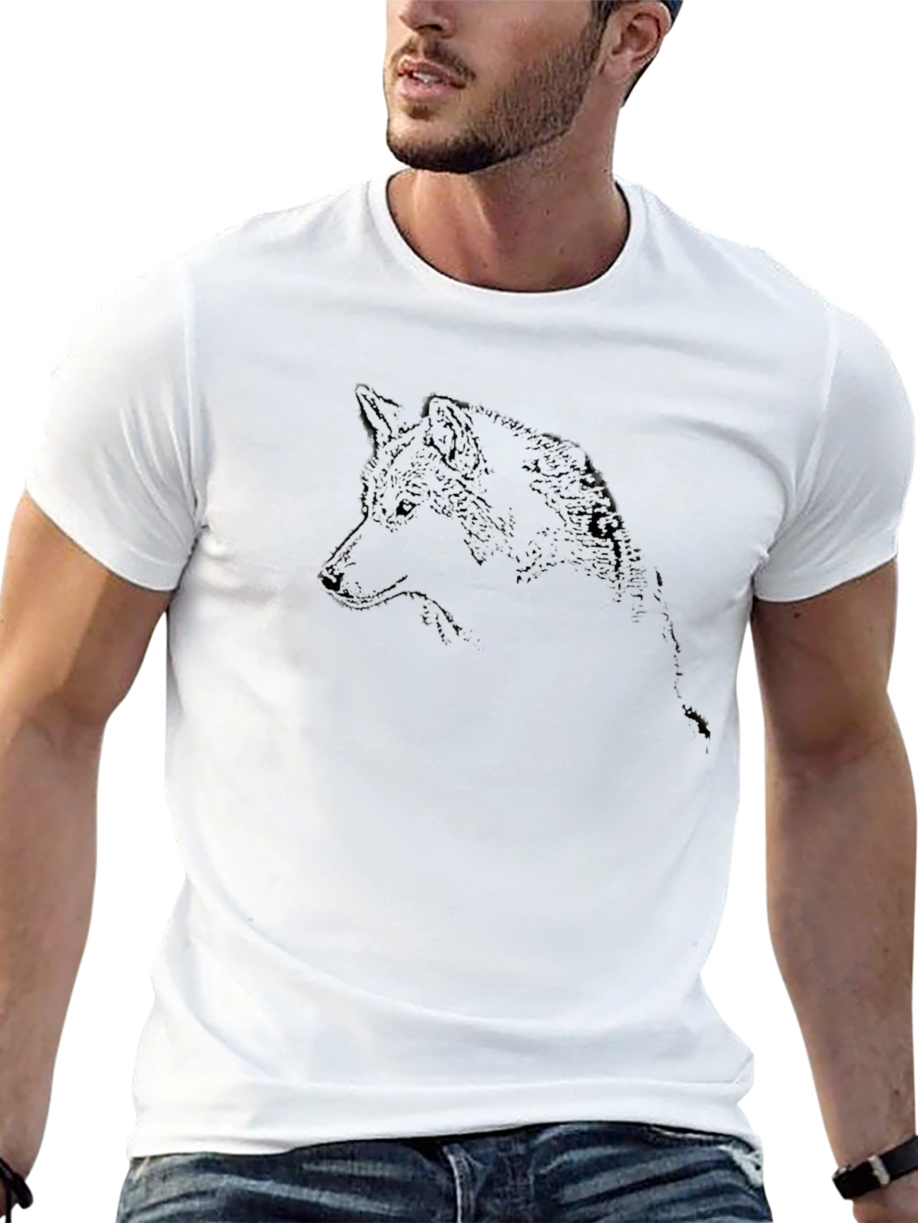 Black Black Wolf Graphic Tee - Cool & Stylish Men's T-Shirt view 13
