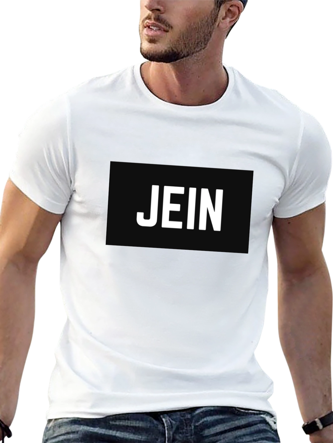 Black Black T-Shirt - 'JEIN' Graphic Print view 13