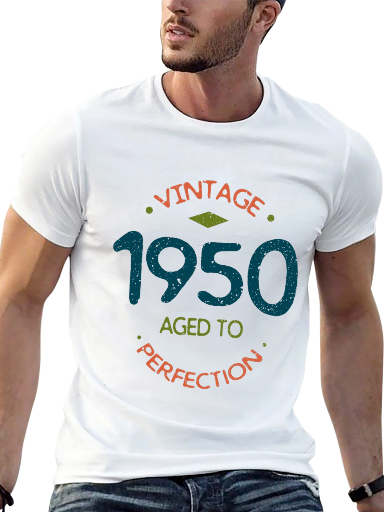 Black Vintage 1950 Aged to Perfection Black T-Shirt view 13