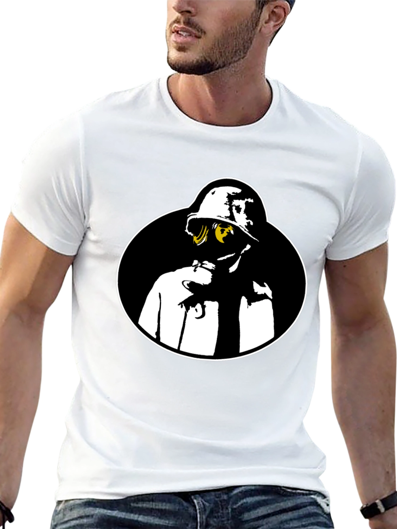 Black Gas Mask Graphic Tee - Black Crew Neck Shirt view 13