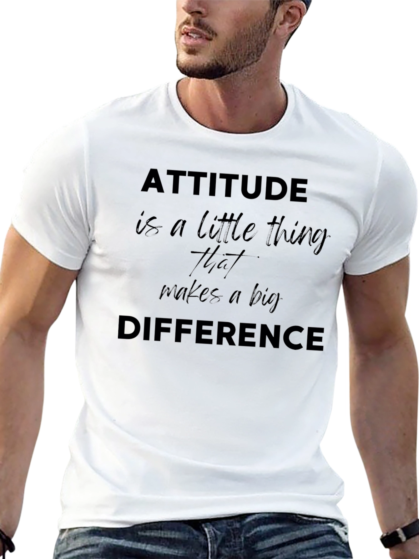 Black Attitude Makes a Difference Black Graphic Tee view 13